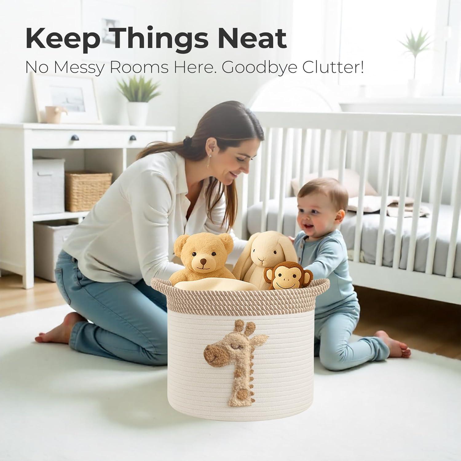 Cesta de Almacenamiento KEMINA Jirafa 38x28cm Plegable Algodón