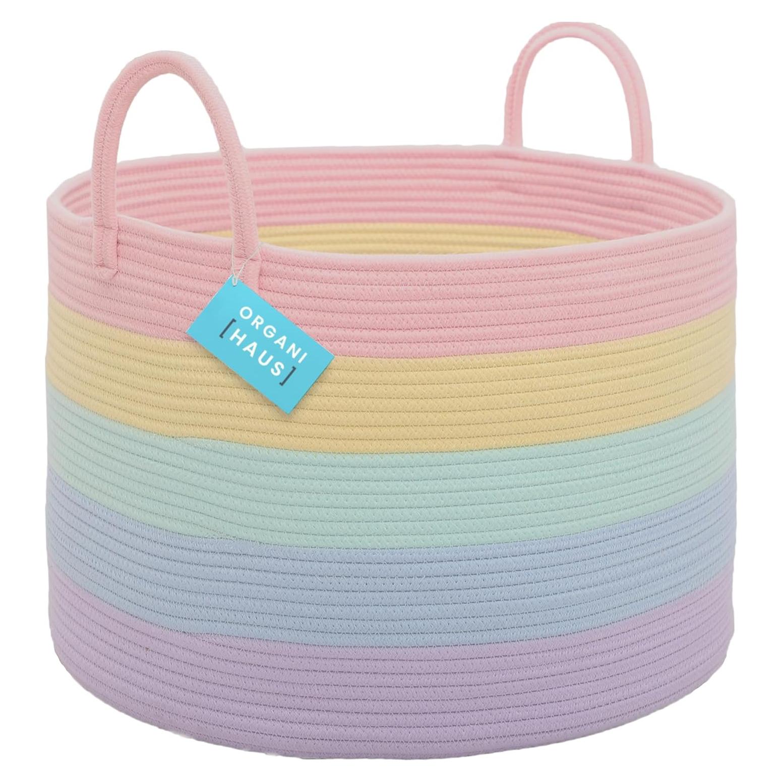 Cesta de Almacenamiento OrganiHaus Arcoíris 50.8 cm Algodón