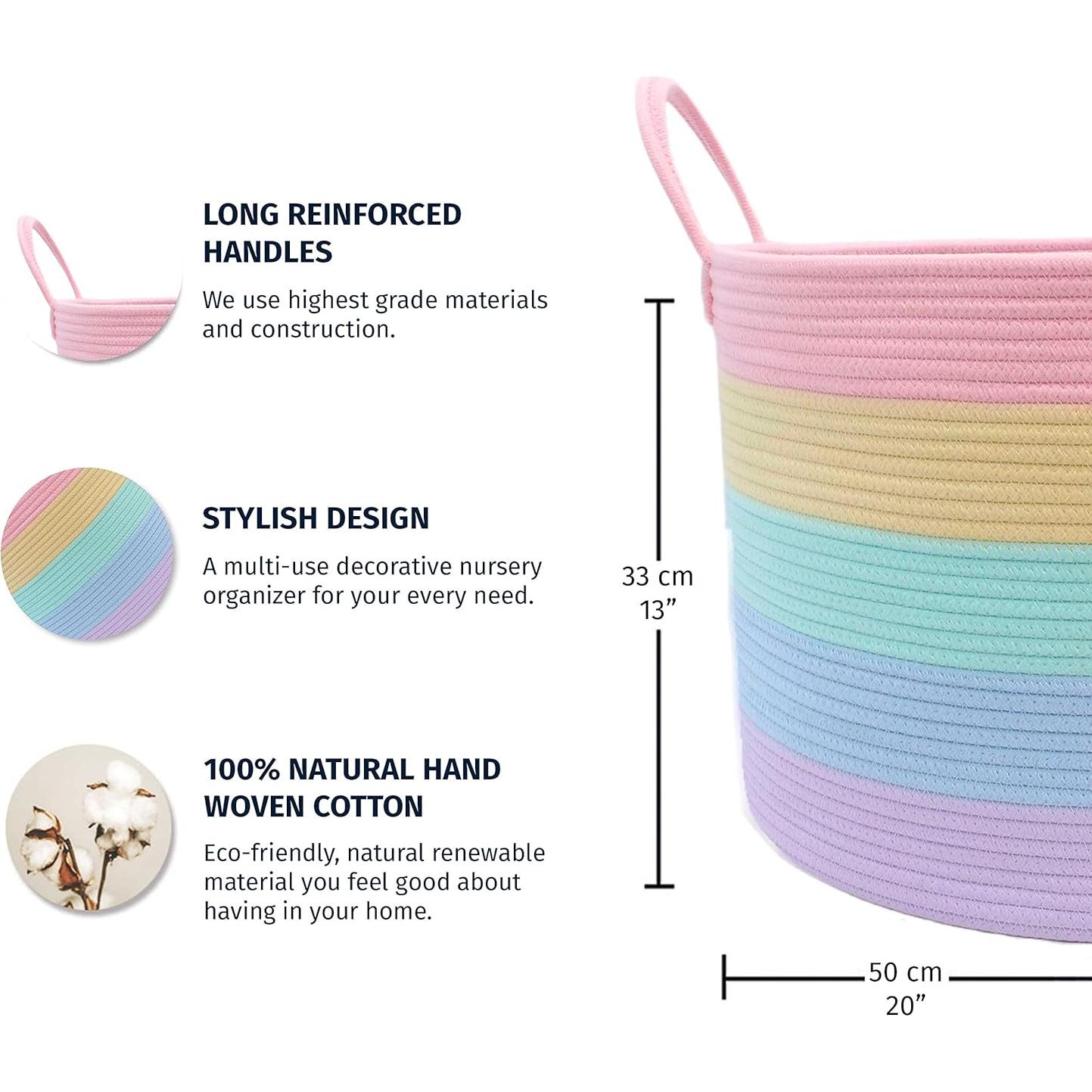 Cesta de Almacenamiento OrganiHaus Arcoíris 50.8 cm Algodón