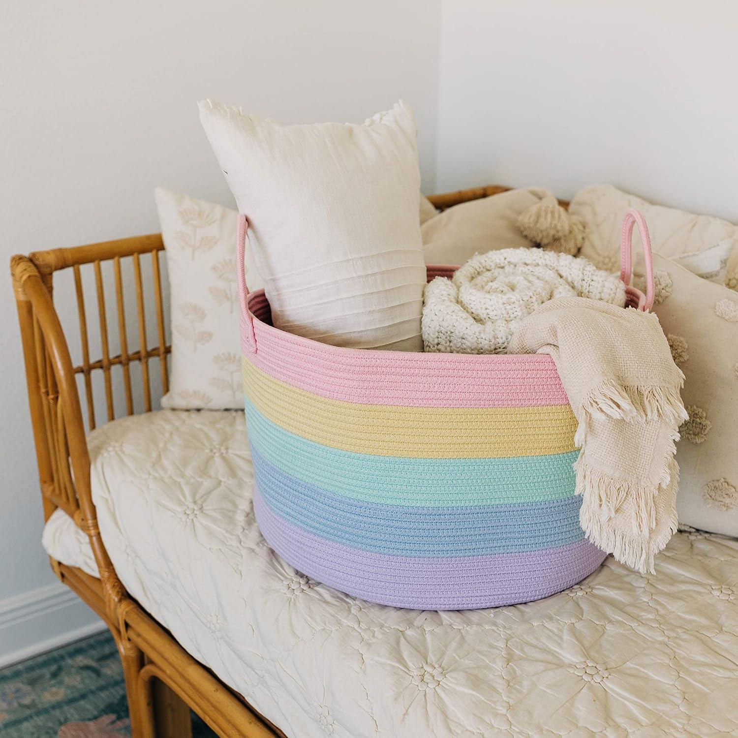 Cesta de Almacenamiento OrganiHaus Arcoíris 50.8 cm Algodón