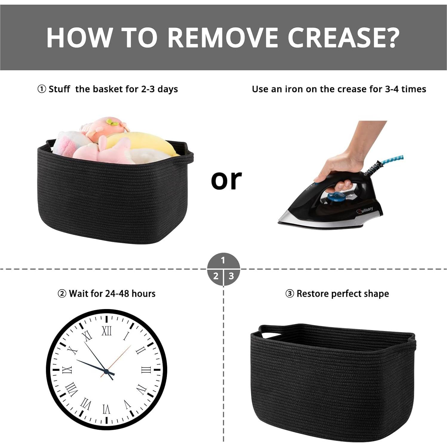 Cesta de Almacenamiento Grande Oiasket 65L Algodón Negro