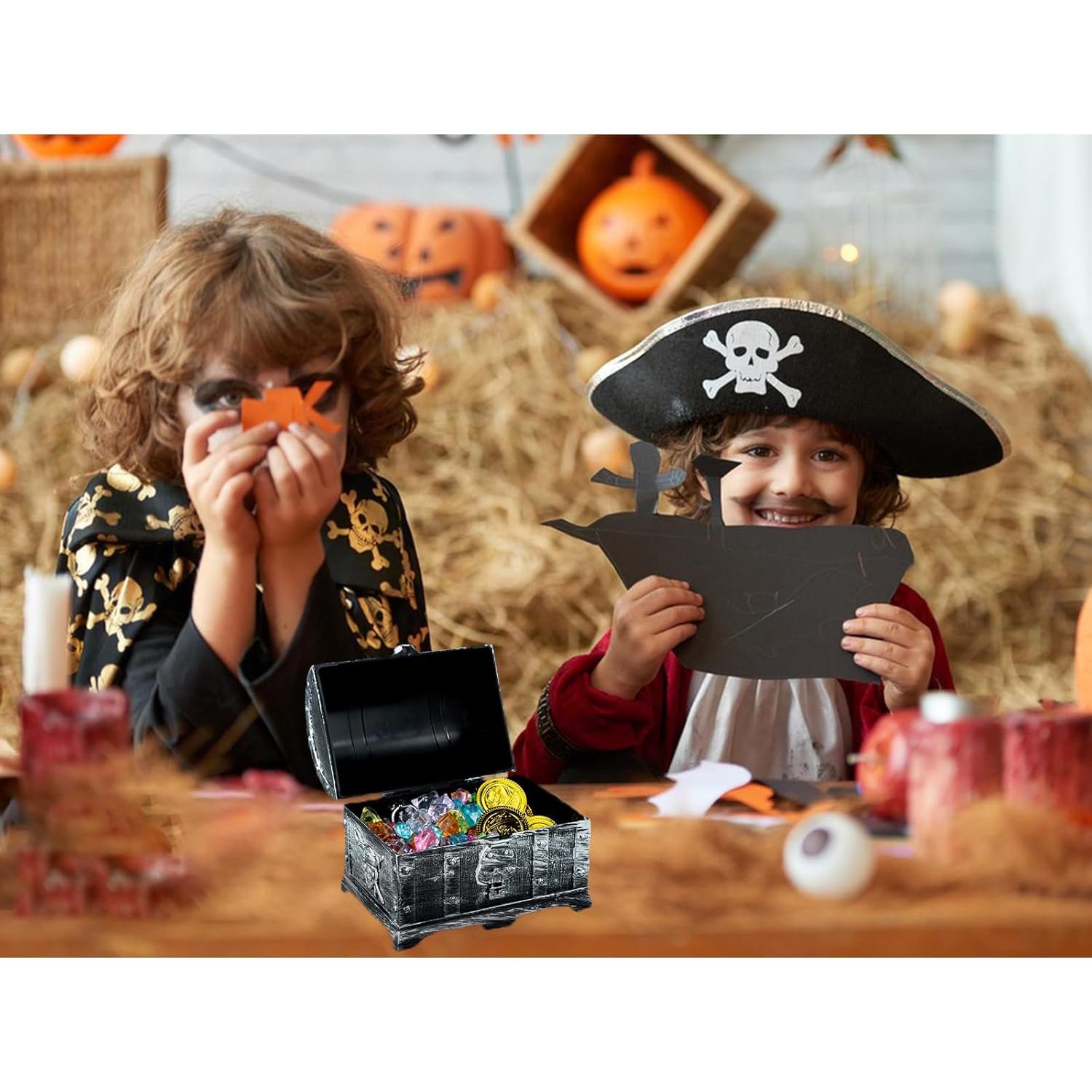 Cofre del Tesoro Pirata FLYAB para Niños - Caja Almacenamiento 14x10 cm