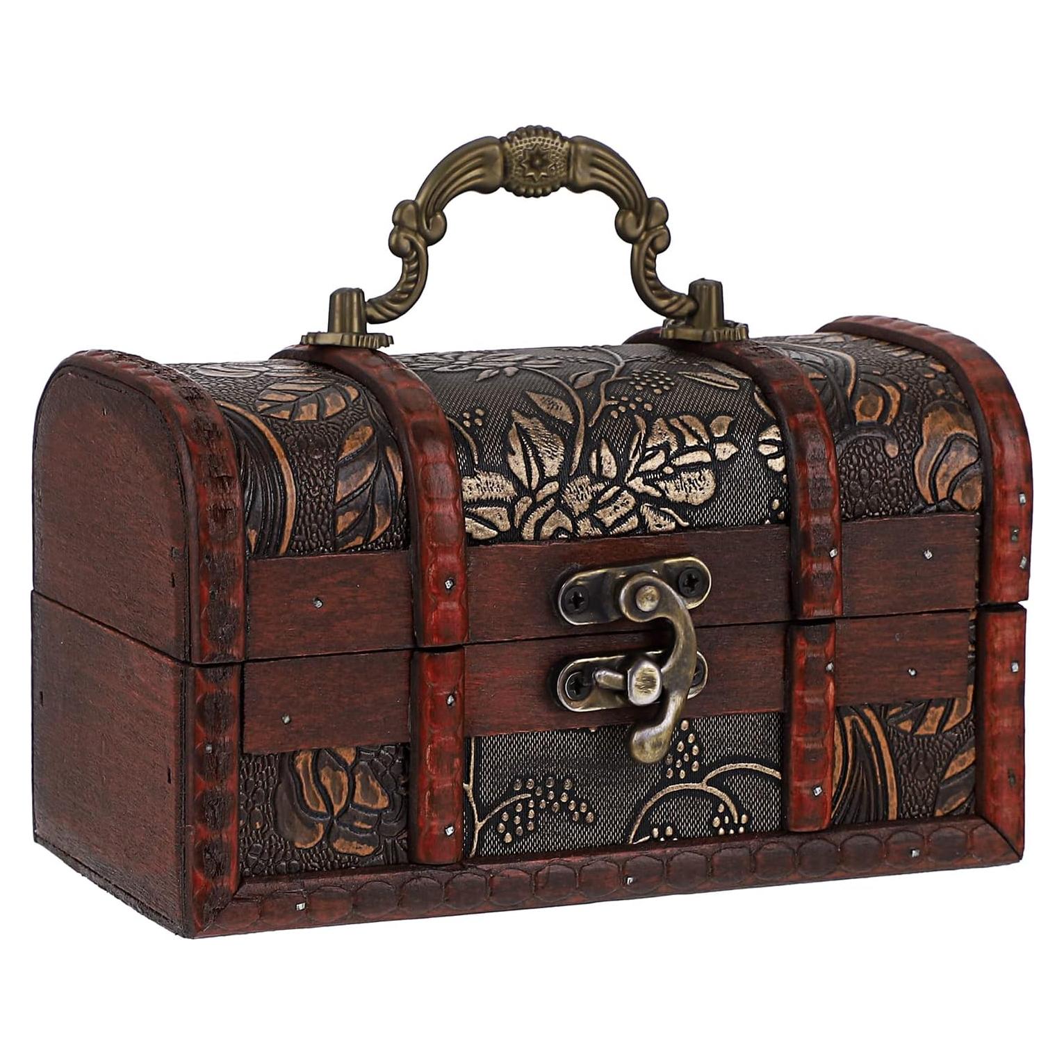 Cofre del Tesoro Vintage ELLDOO - Caja de Almacenamiento Madera 15x9x9cm