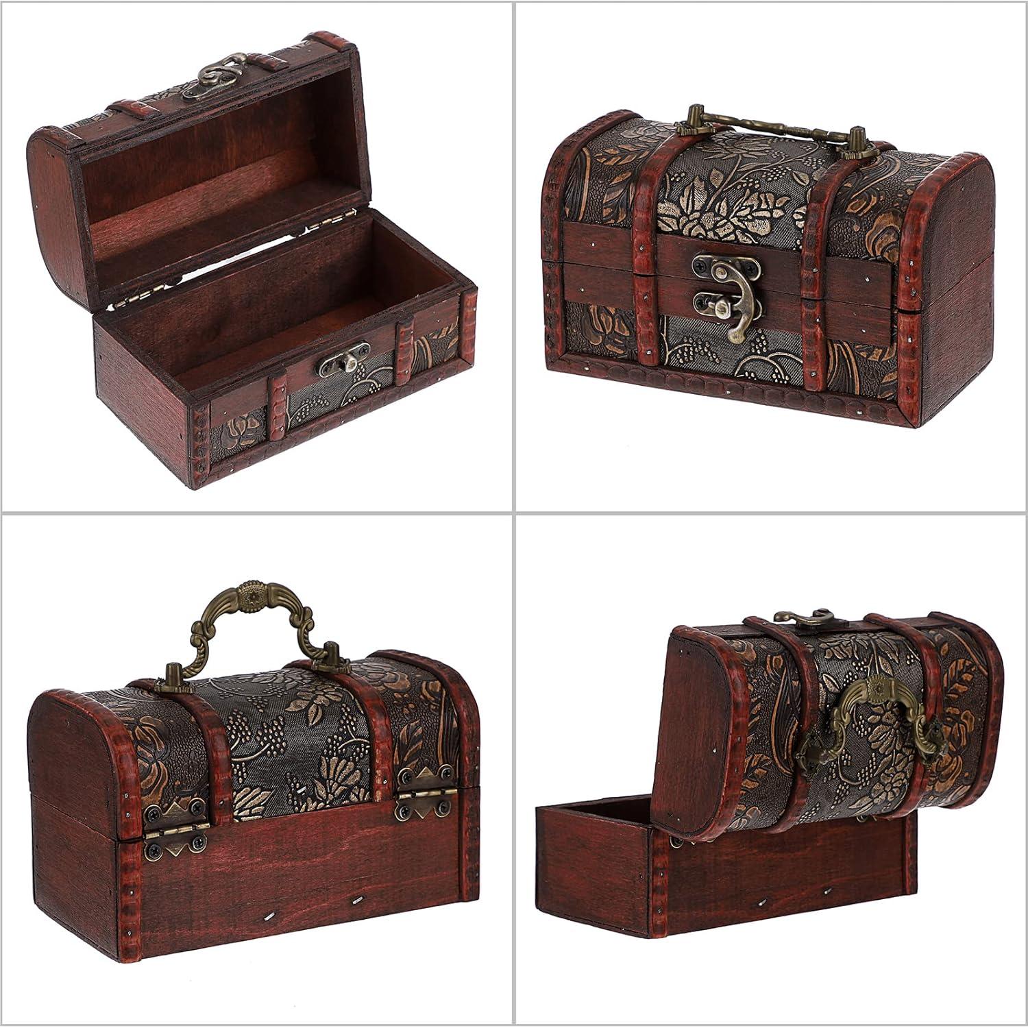 Cofre del Tesoro Vintage ELLDOO - Caja de Almacenamiento Madera 15x9x9cm