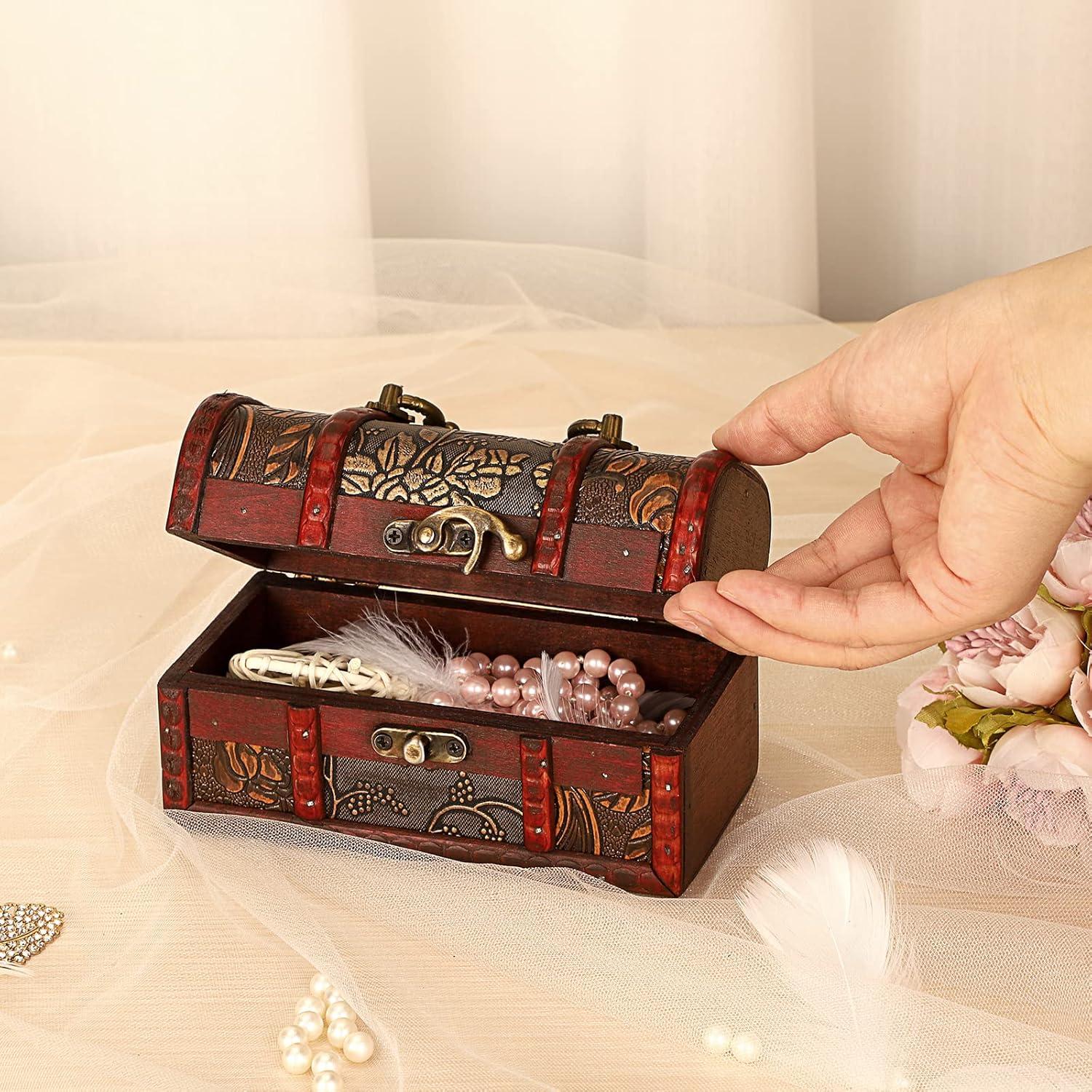 Cofre del Tesoro Vintage ELLDOO - Caja de Almacenamiento Madera 15x9x9cm