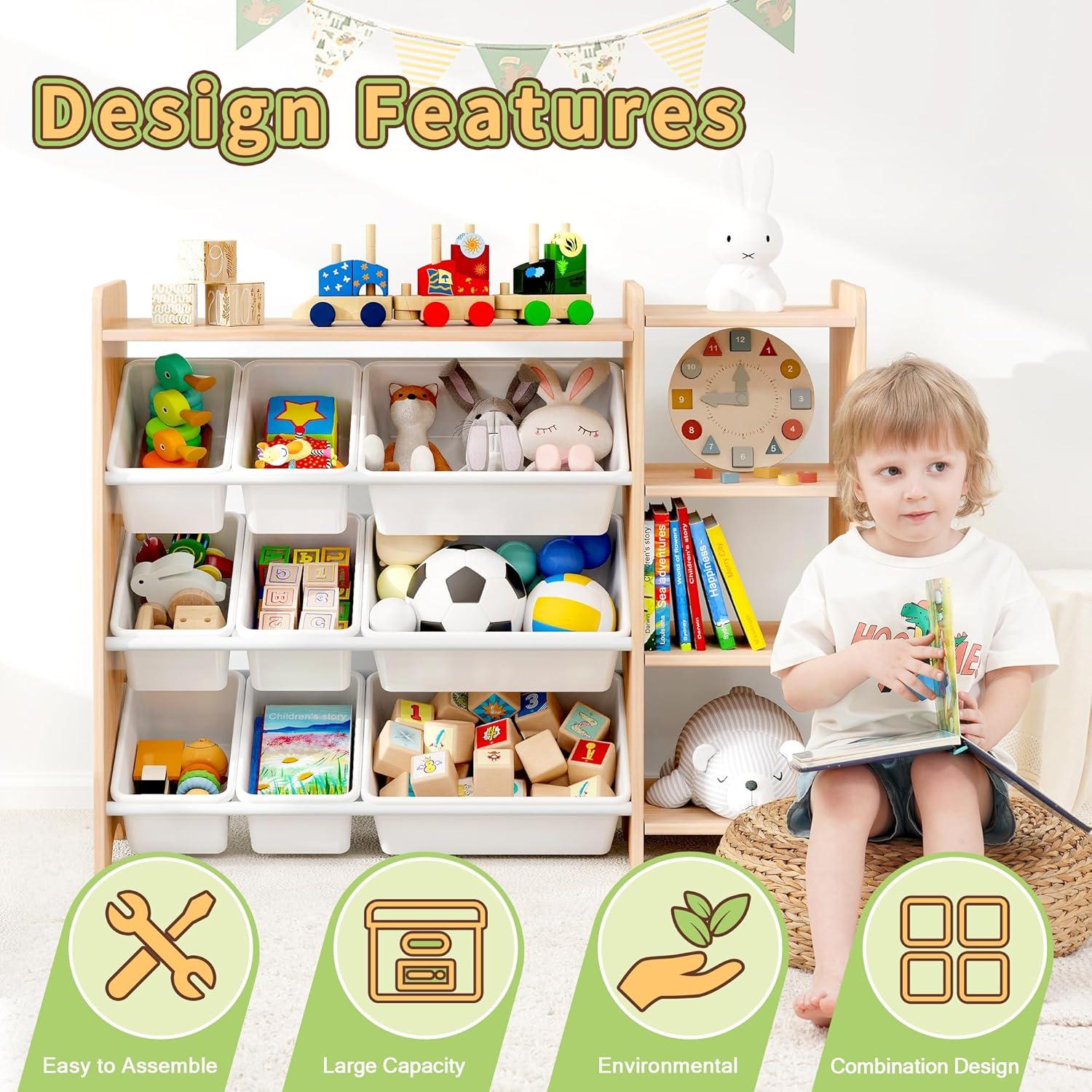 Organizador de Juguetes MallBest SNG01-WW - Madera Sólida 9 Contenedores