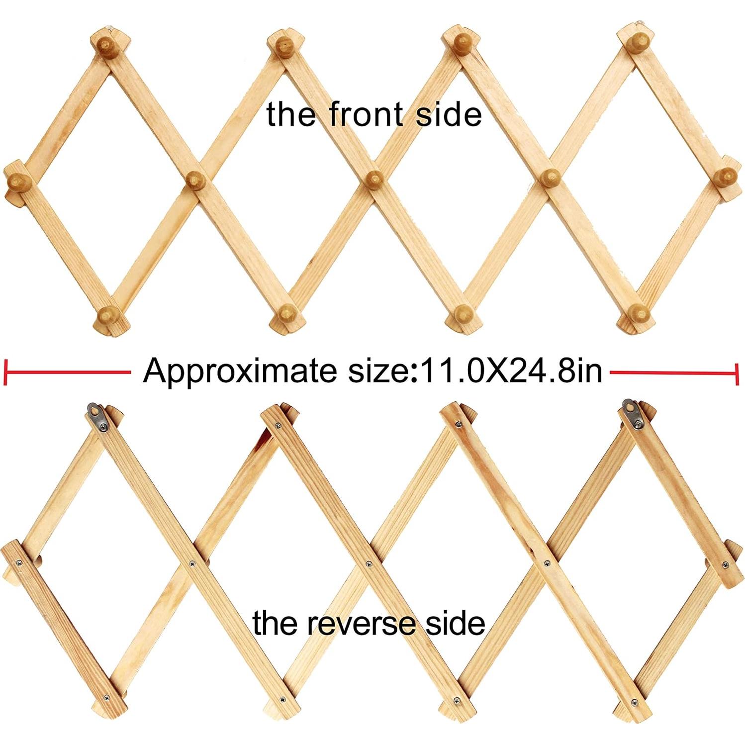Perchero de pared de madera AMAPON estilo acordeón 13 ganchos