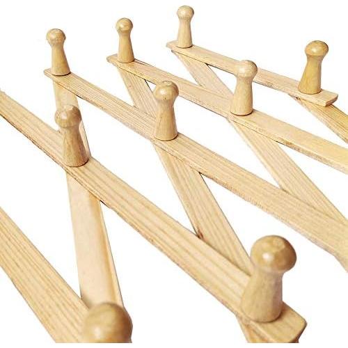 Perchero de pared de madera AMAPON estilo acordeón 13 ganchos