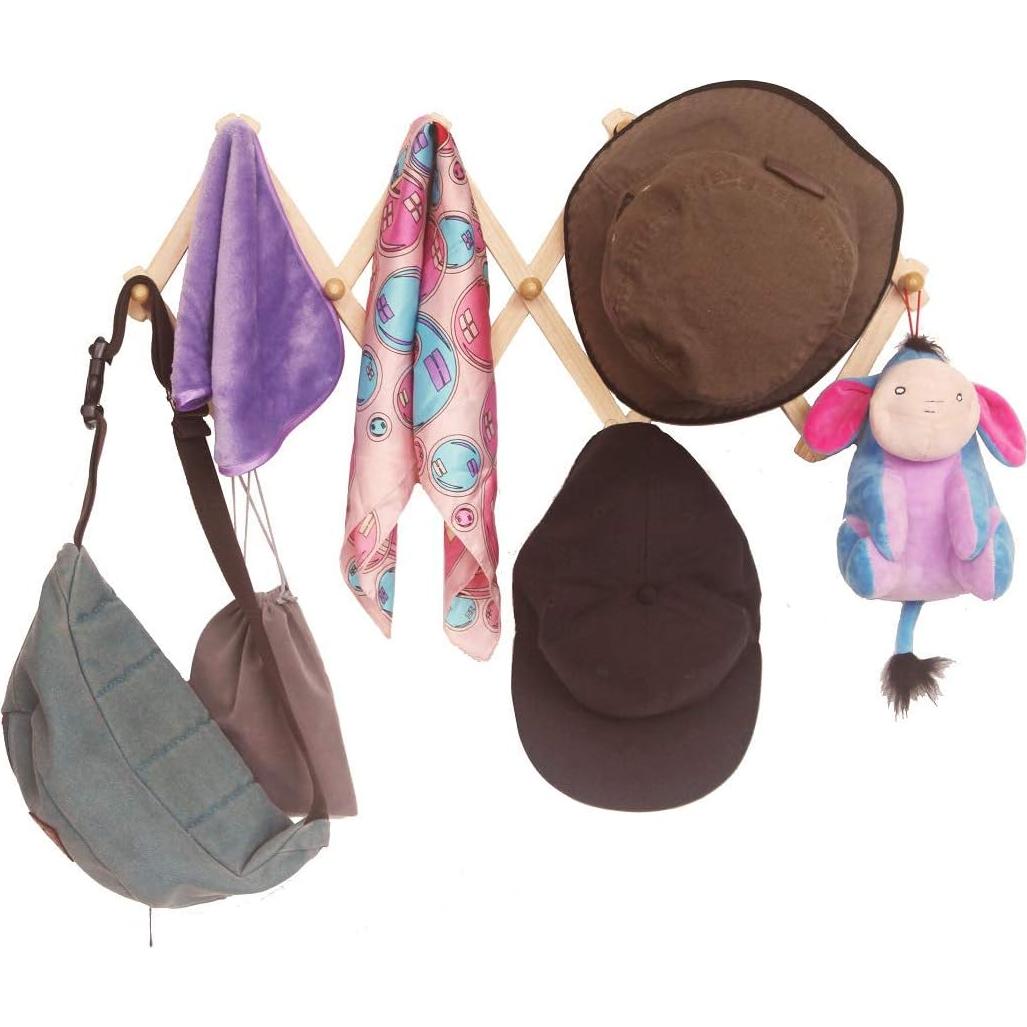 Perchero de pared de madera AMAPON estilo acordeón 13 ganchos