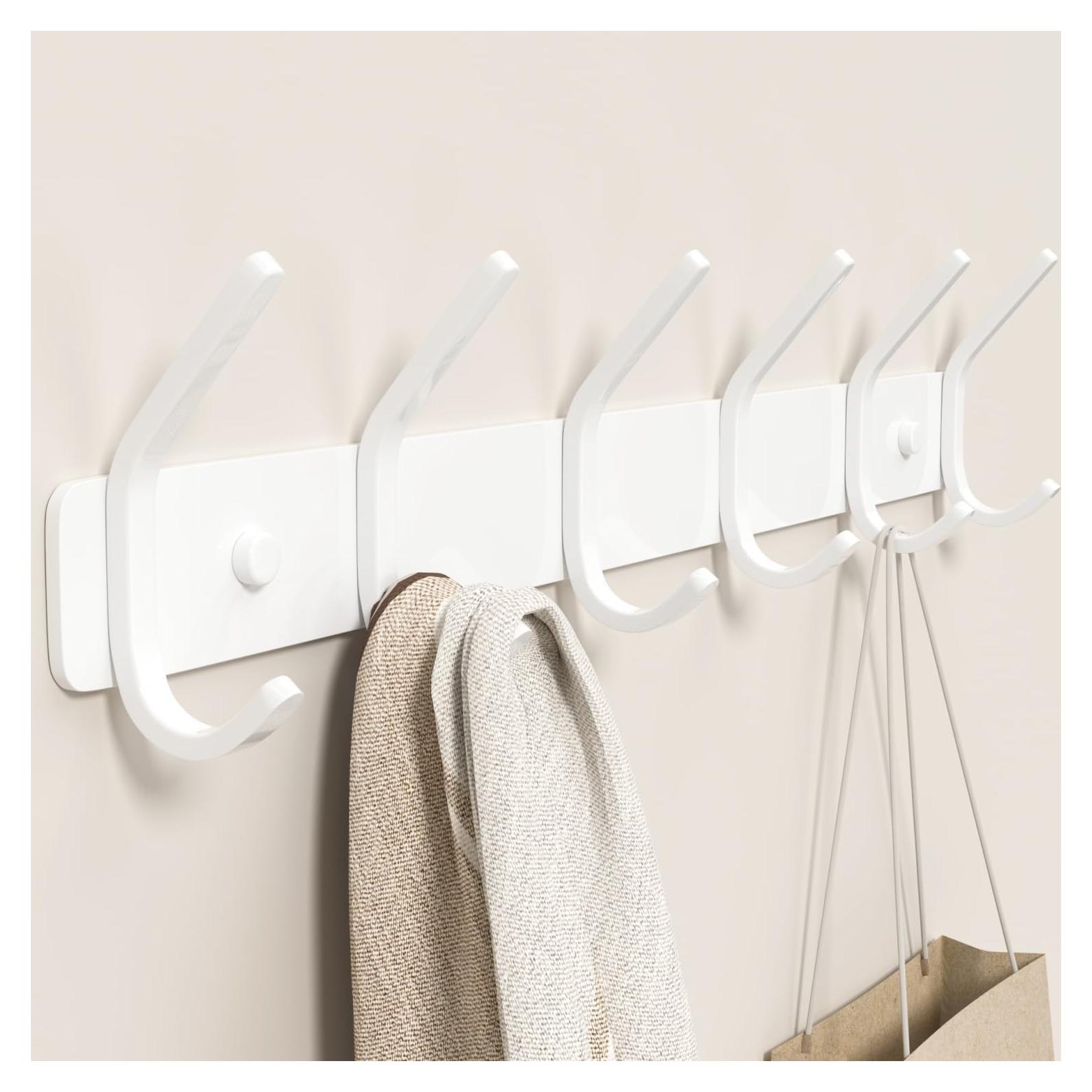 Perchero de pared GWAAZXGZ 6 ganchos metal blanco moderno