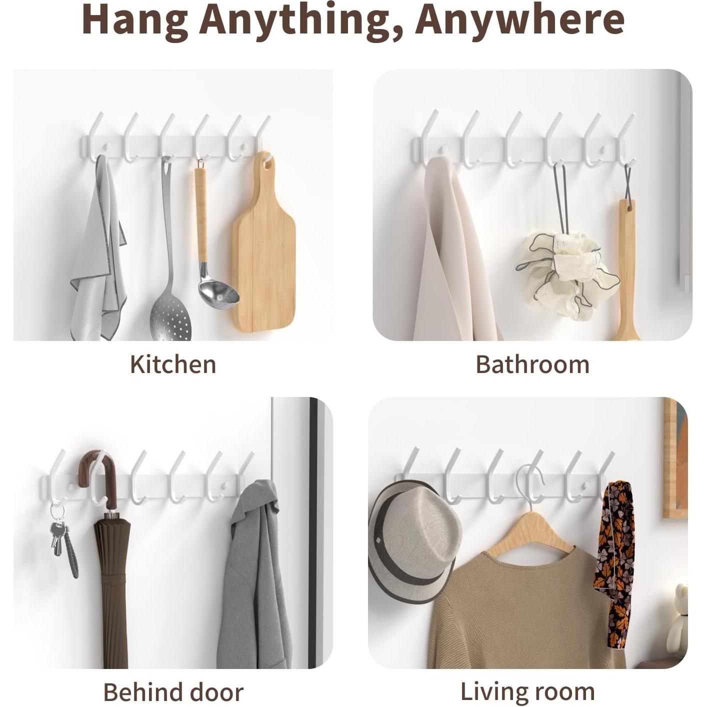 Perchero de pared GWAAZXGZ 6 ganchos metal blanco moderno