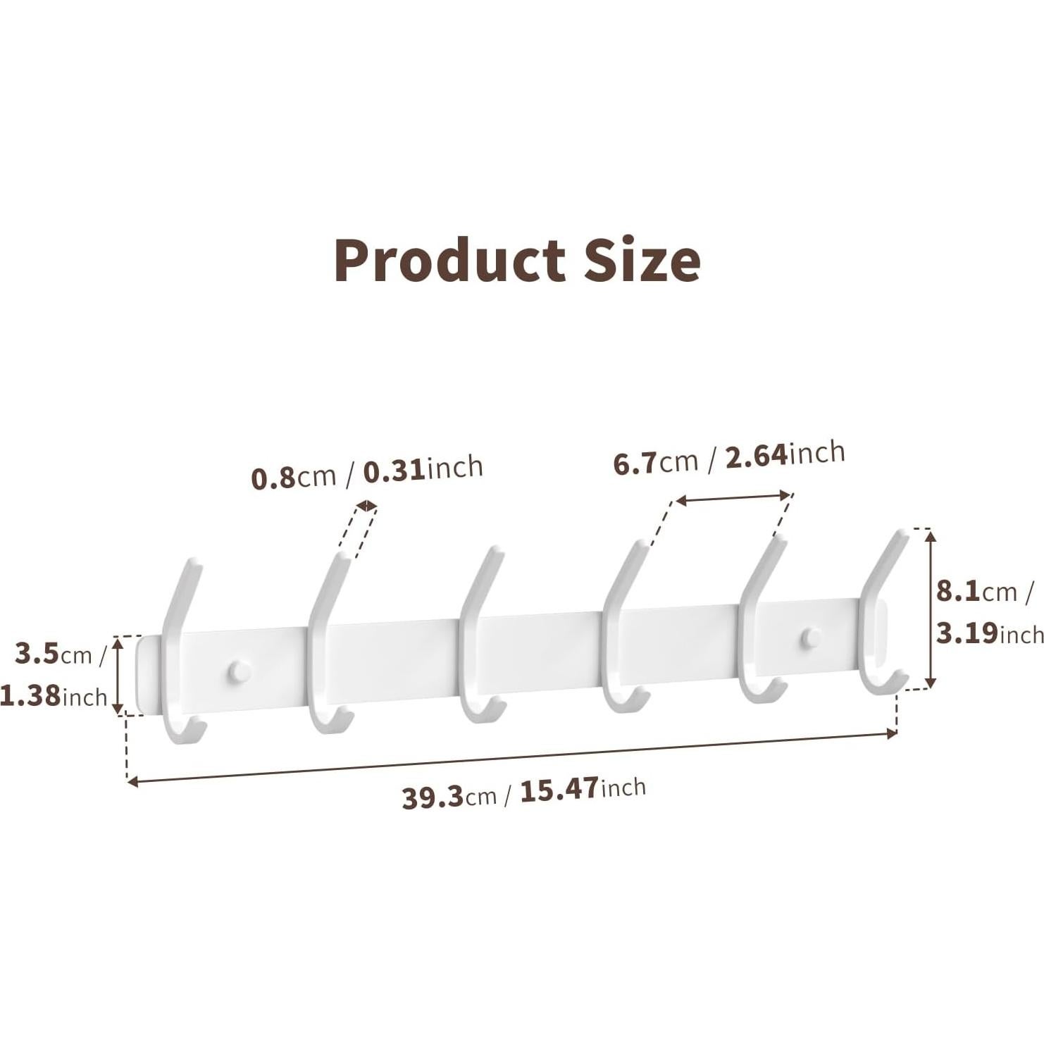 Perchero de pared GWAAZXGZ 6 ganchos metal blanco moderno