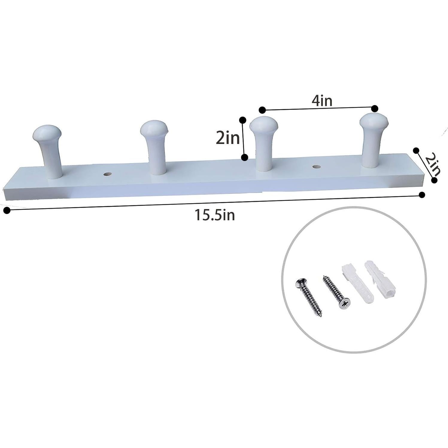 Perchero de pared Tmflove 4 ganchos blanco bambú 39.4 cm