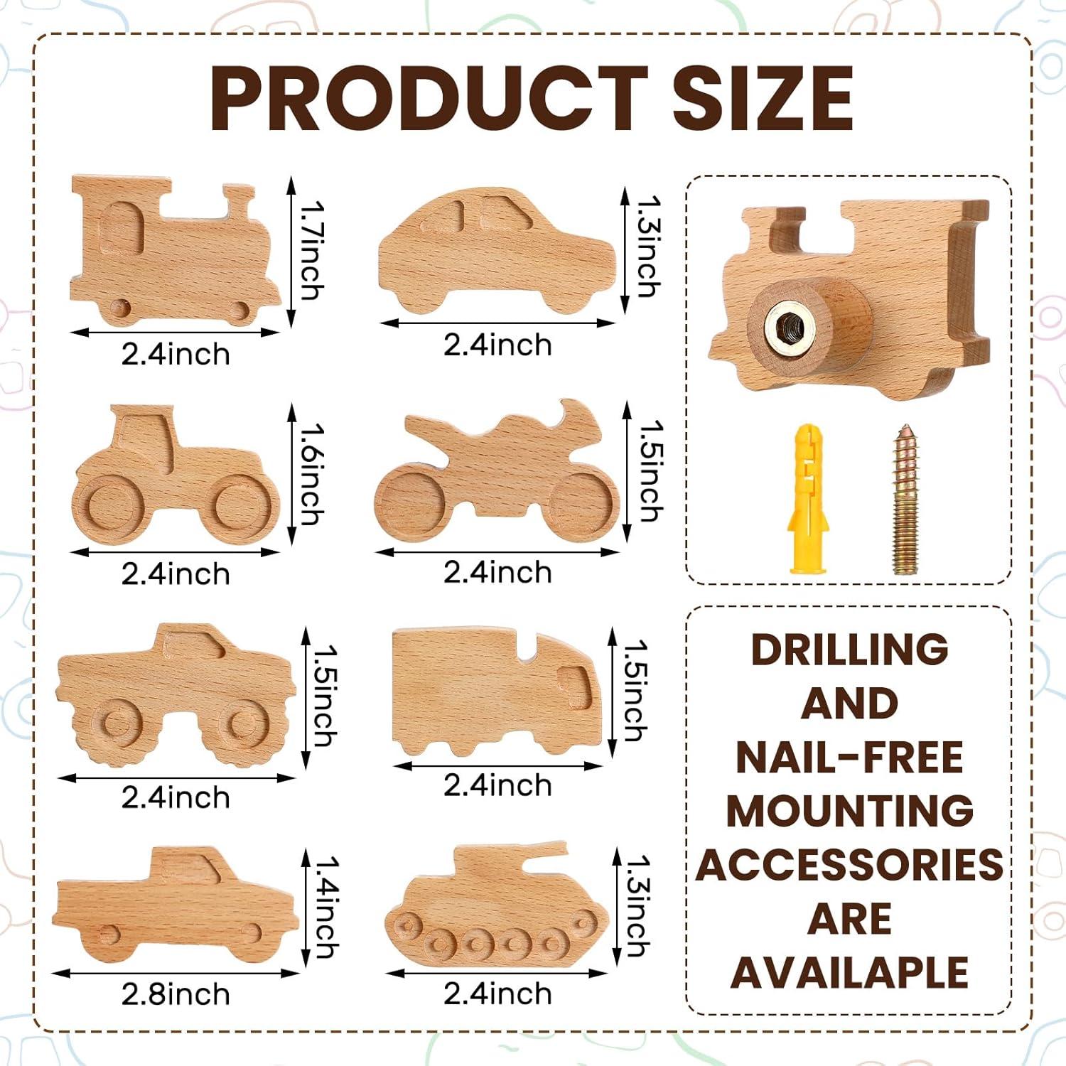 8 Ganchos de Abrigo de Madera para Niños Beeveer - Diseño Coche