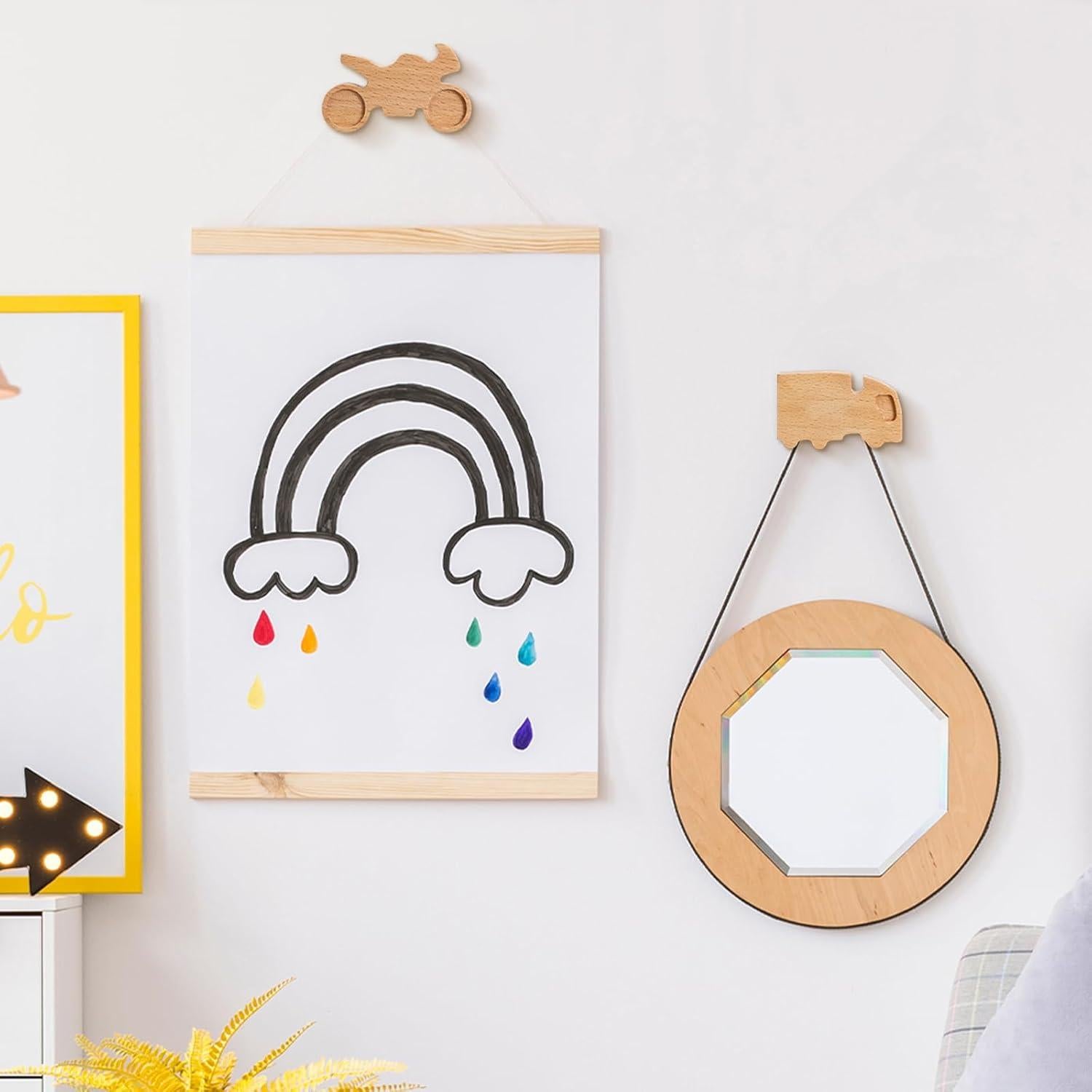 8 Ganchos de Abrigo de Madera para Niños Beeveer - Diseño Coche