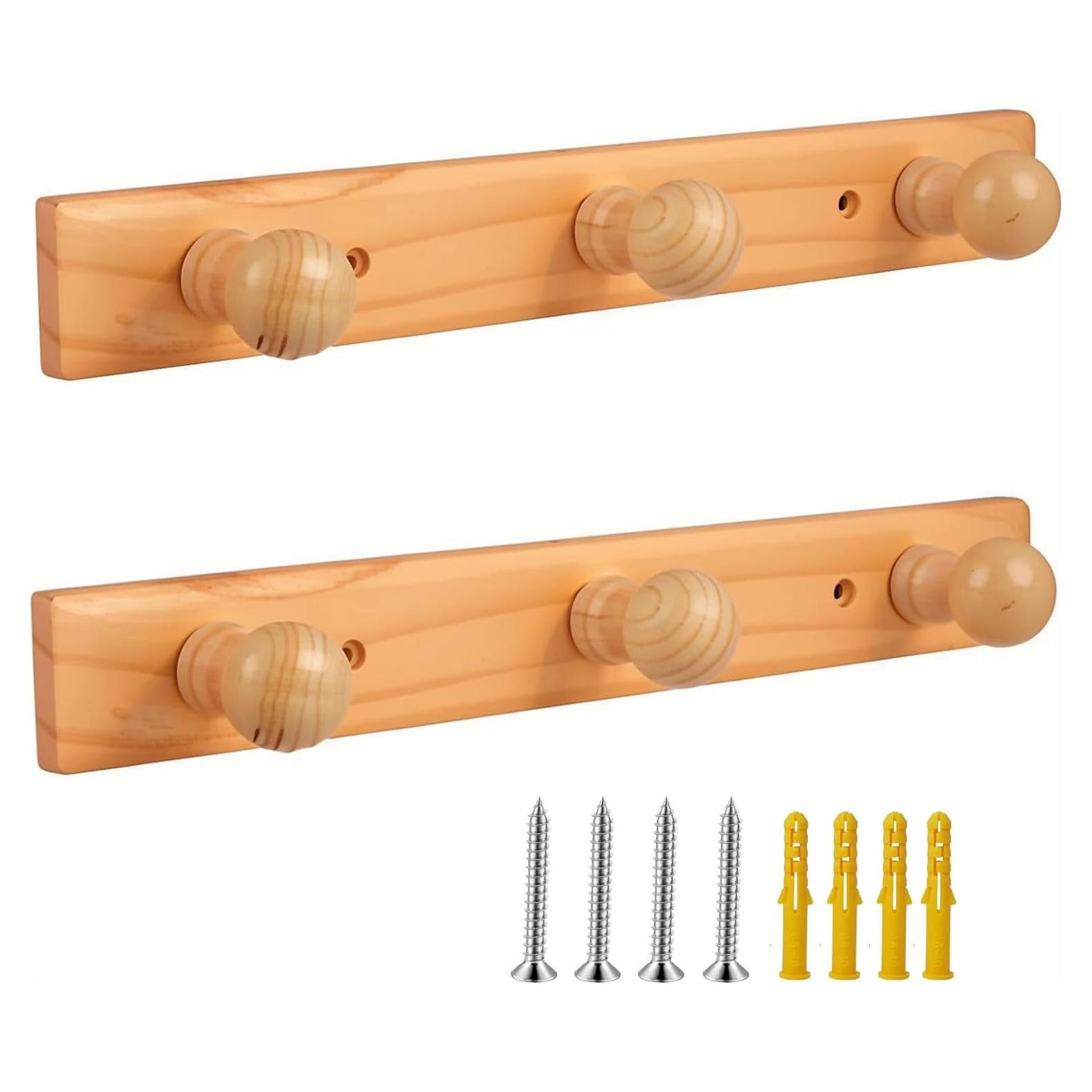 Perchero de pared DBlosp de bambú con 3 ganchos - 35.6 cm