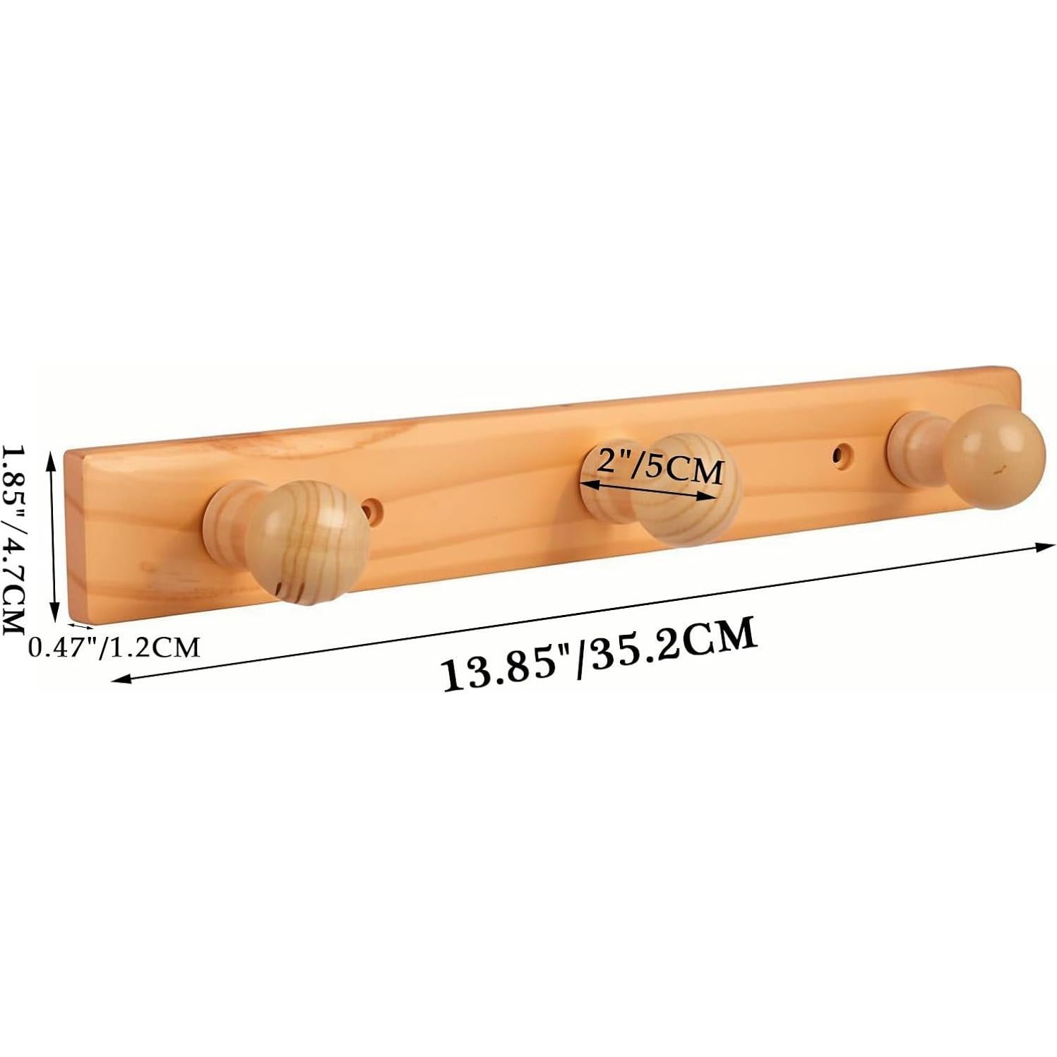 Perchero de pared DBlosp de bambú con 3 ganchos - 35.6 cm