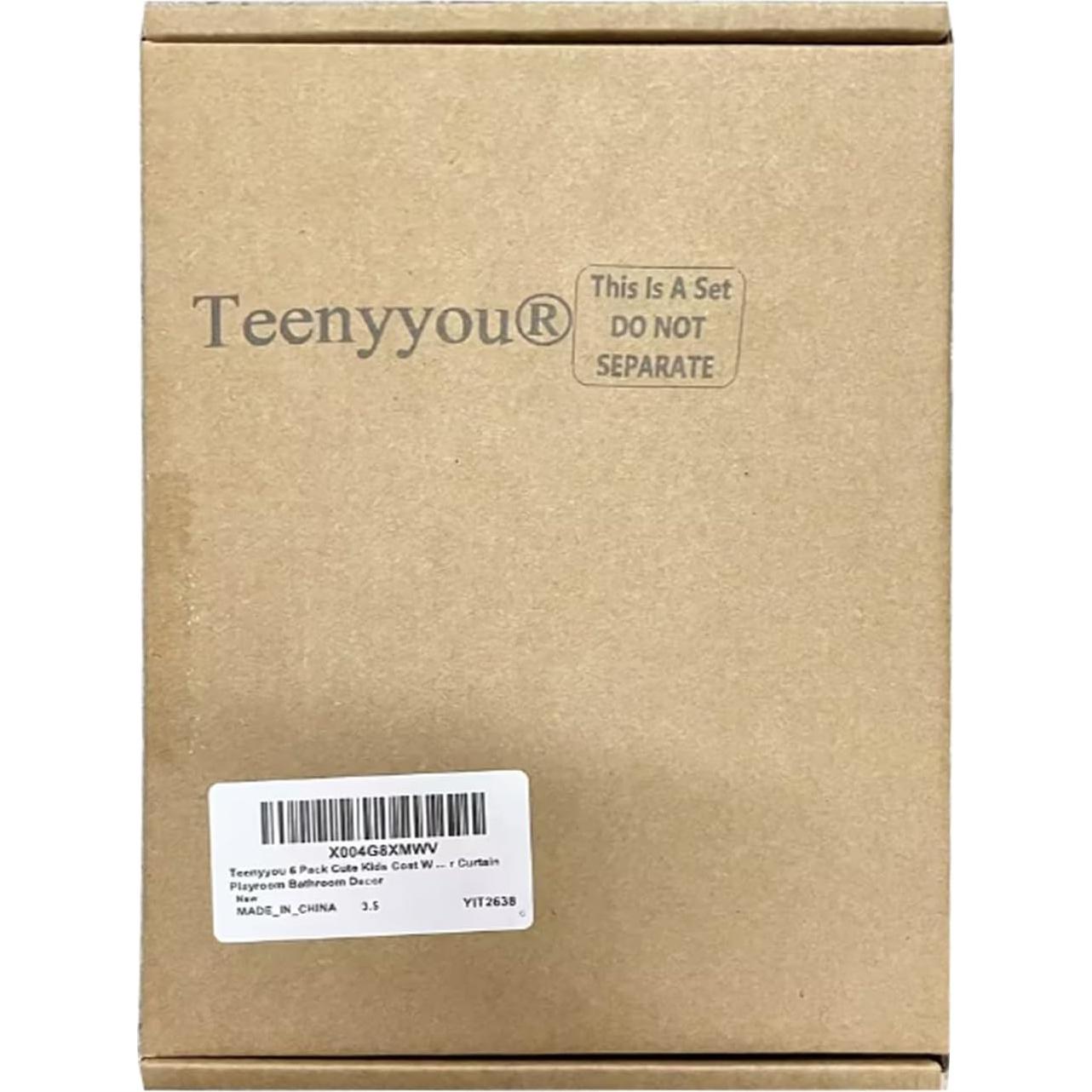 6 Ganchos de Pared Adhesivos de Madera Teenyyou Coloridos