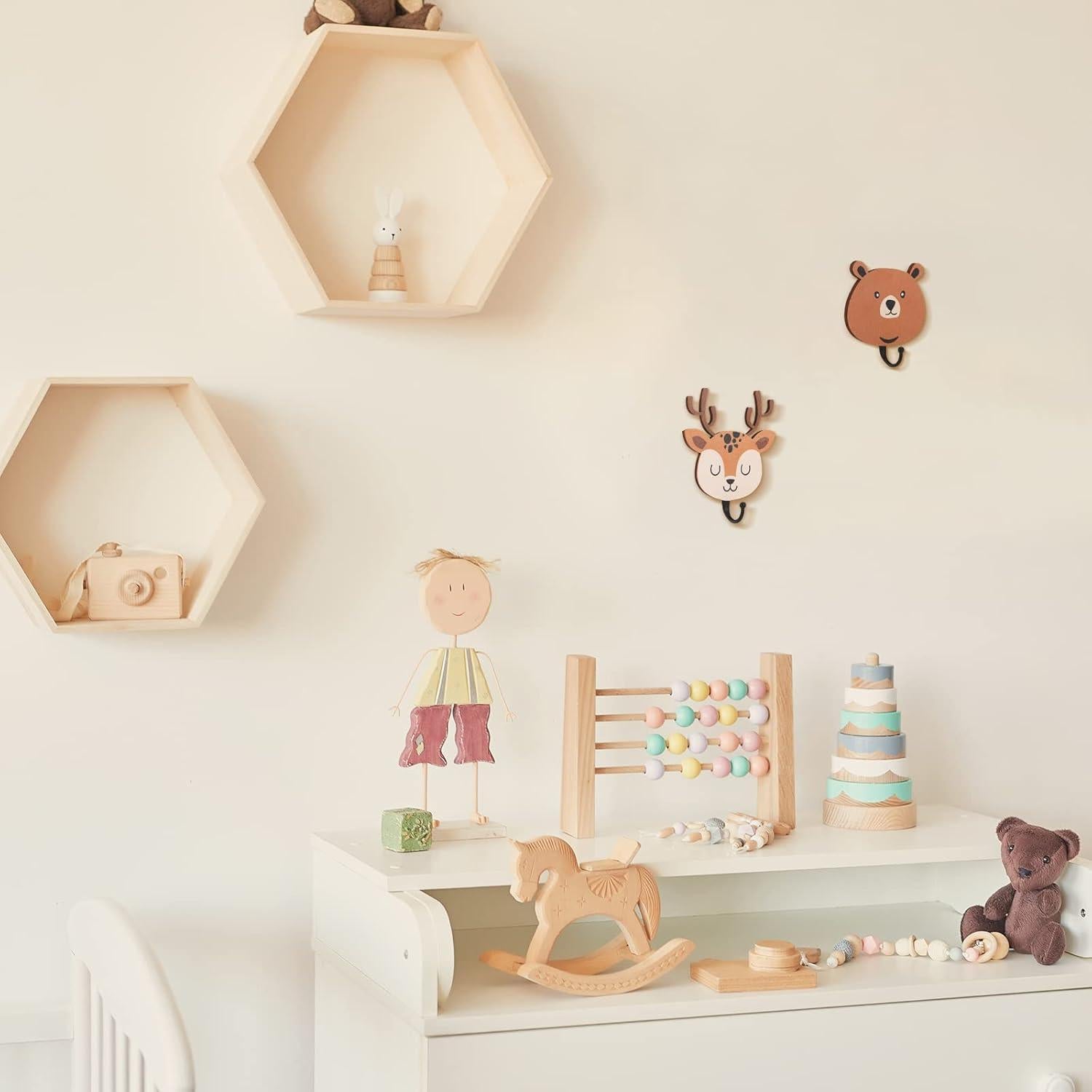 Ganchos de Pared de Madera Tatuo 4 Pcs Animales Safari