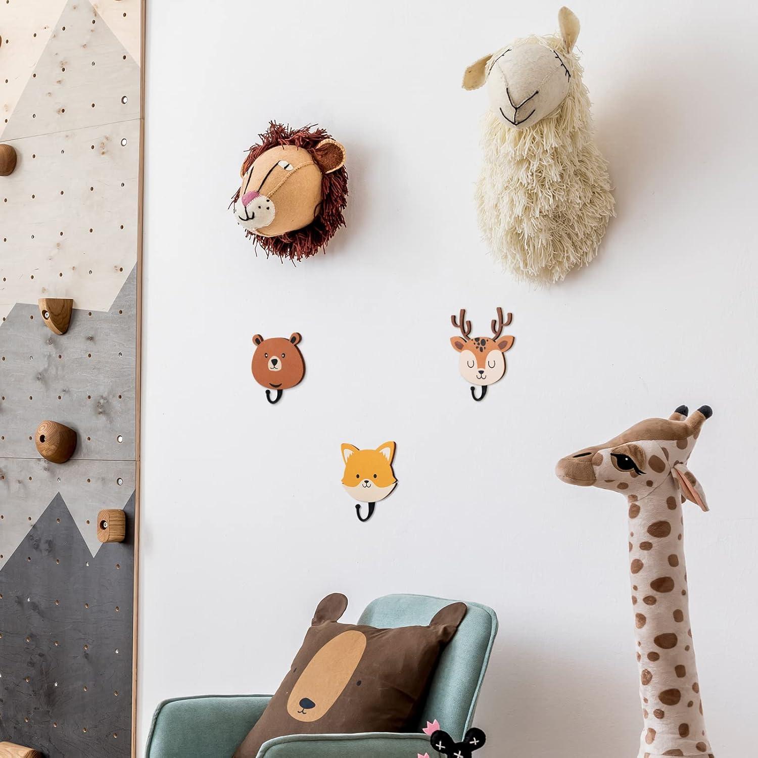 Ganchos de Pared de Madera Tatuo 4 Pcs Animales Safari