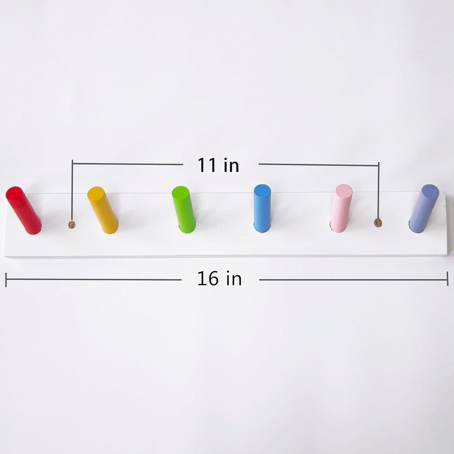 Perchero de pared AMAPON de madera con 6 ganchos Arcoíris