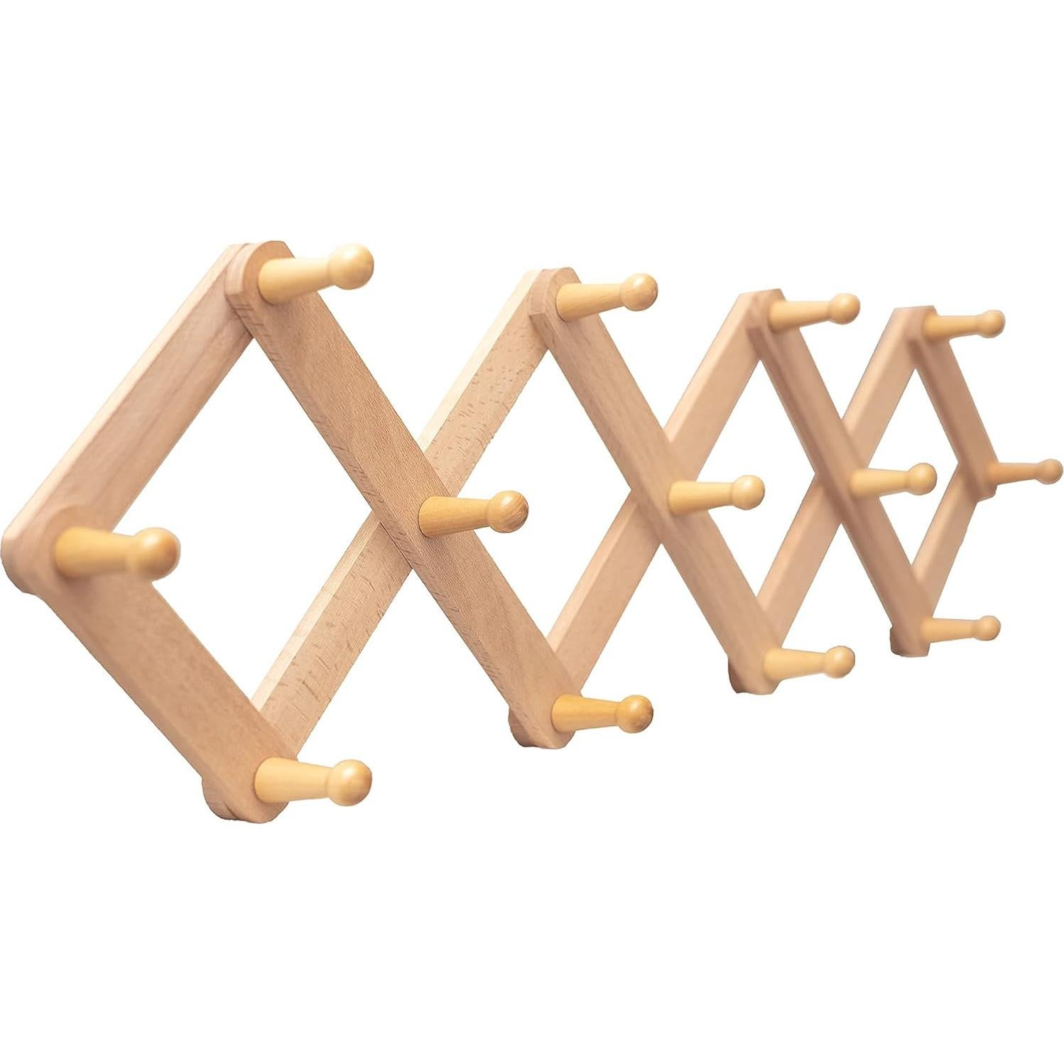 Estante de Pared Expandible Mila Millie | 13 Ganchos de Madera