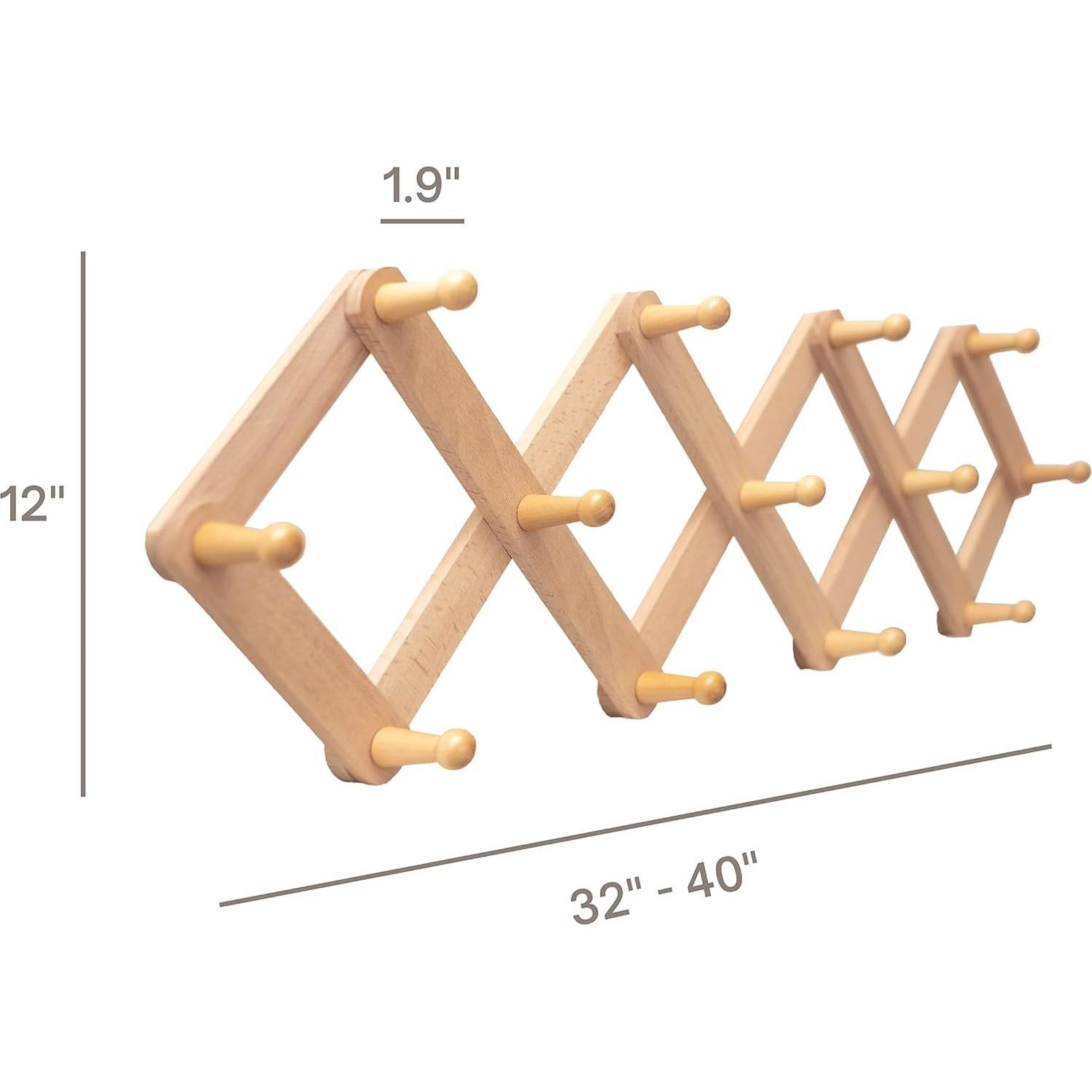 Estante de Pared Expandible Mila Millie | 13 Ganchos de Madera