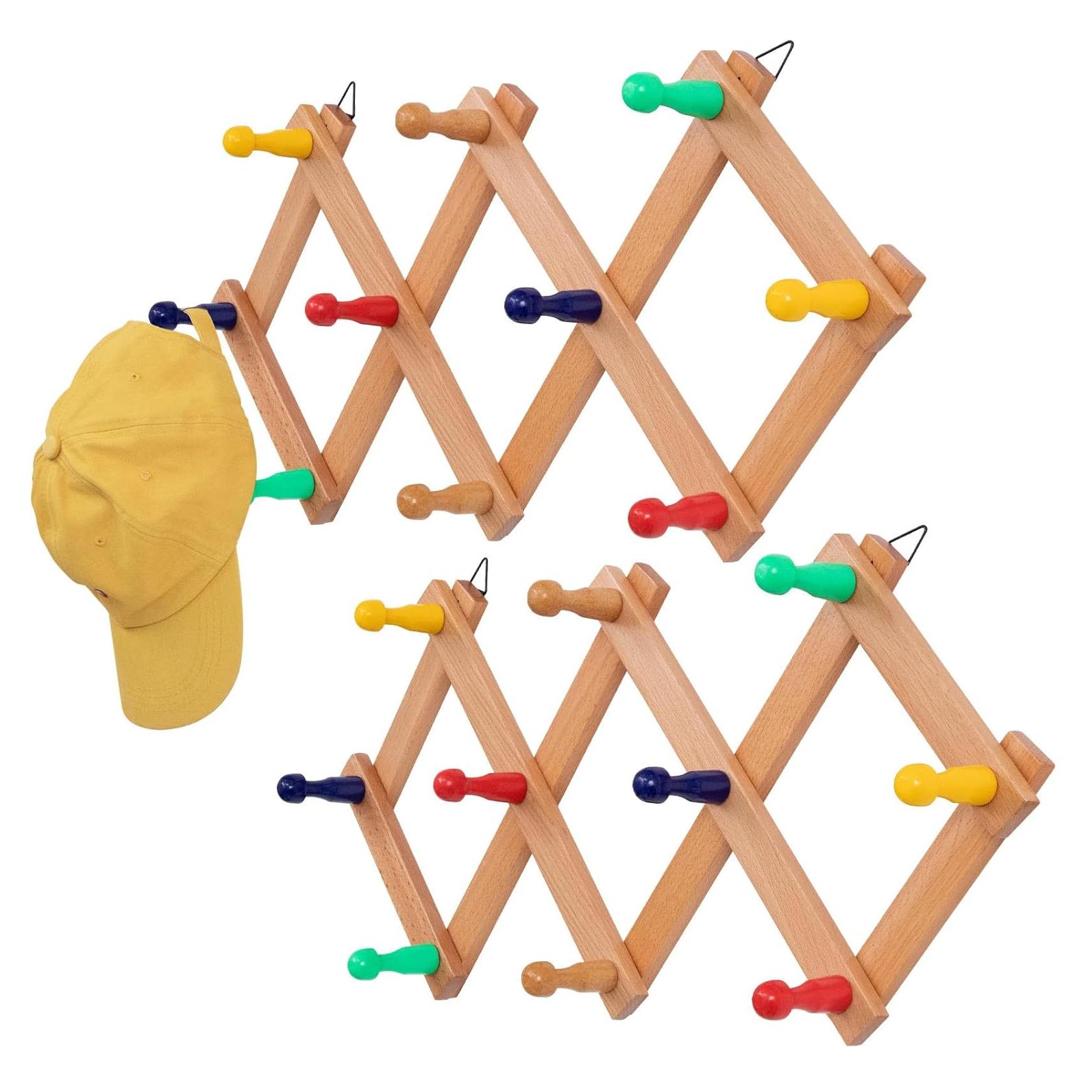 Perchero Expandible SCUNDA de Madera para Sombreros 10 Ganchos