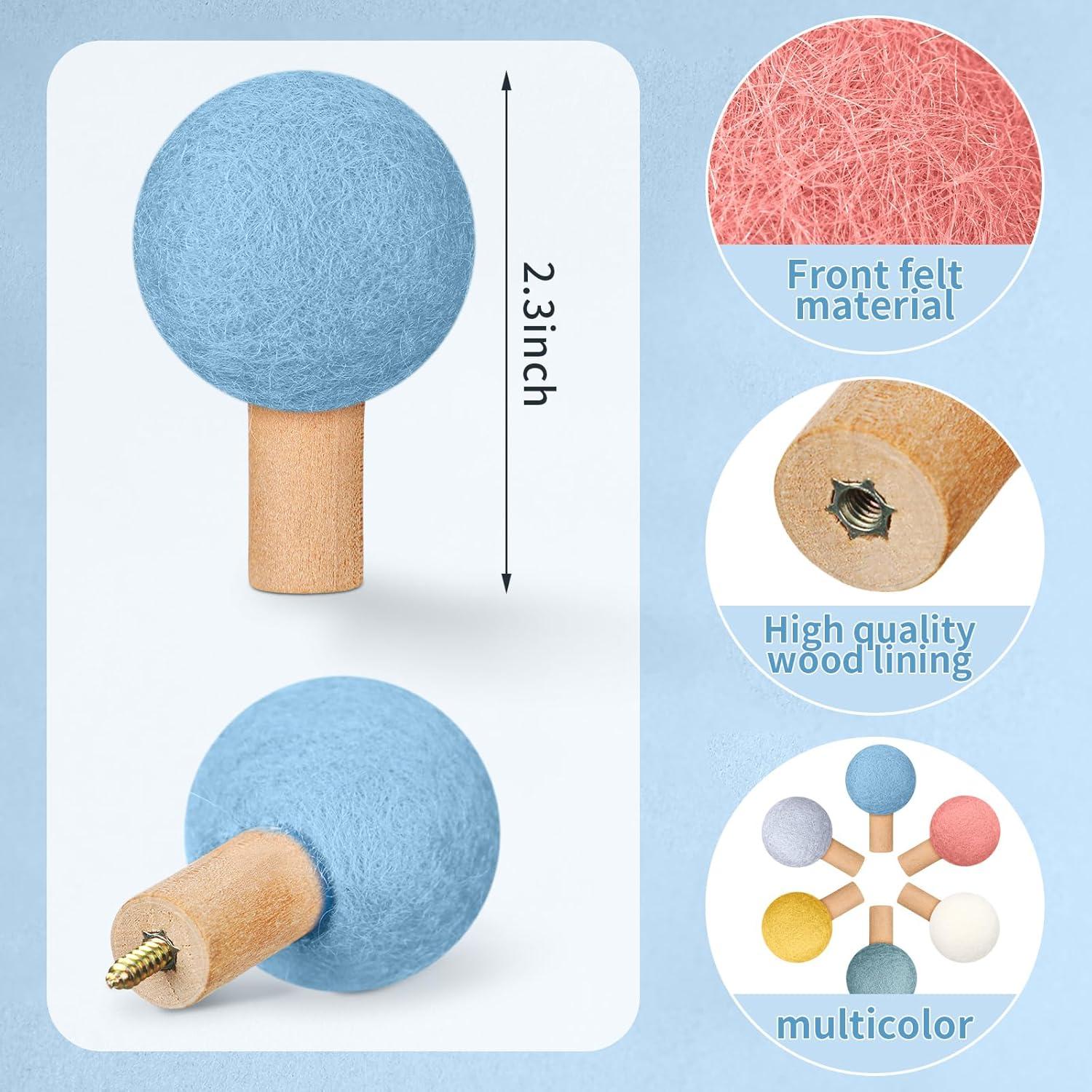 6 Ganchos de Pared Redondos Memorywuu de Madera y Lana