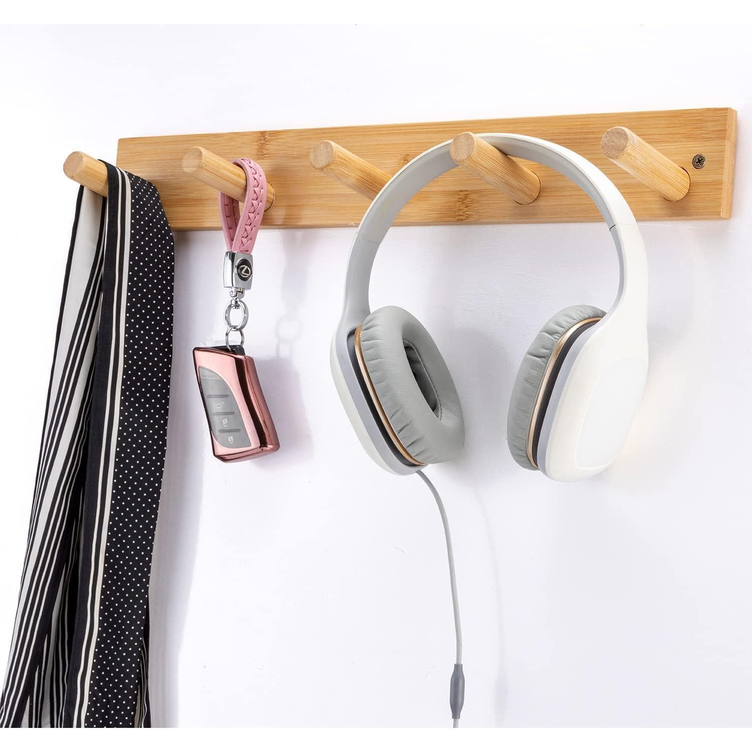 Perchero de pared Fujinzhu de bambú 5 ganchos 43.9 cm