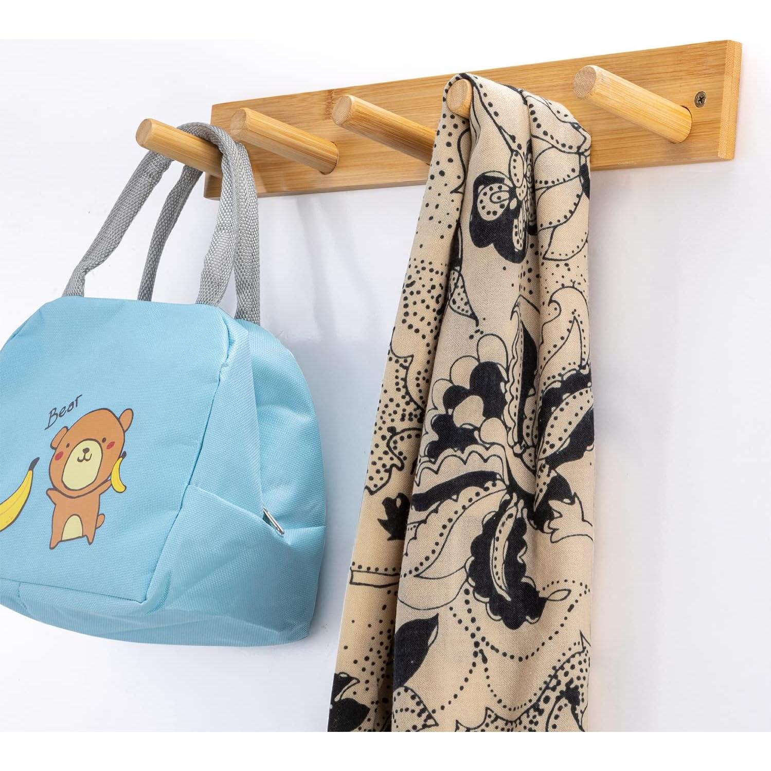 Perchero de pared Fujinzhu de bambú 5 ganchos 43.9 cm