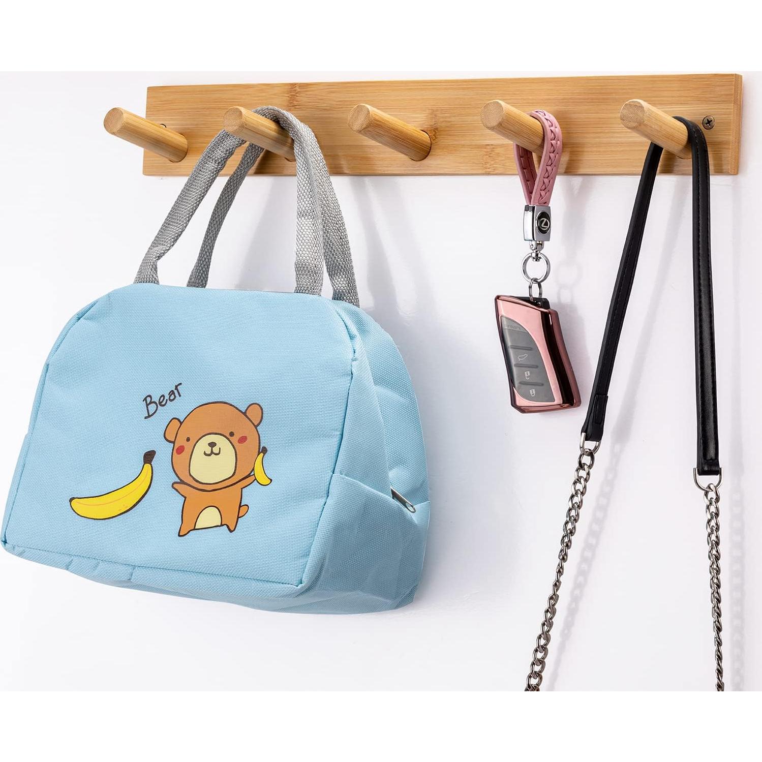 Perchero de pared Fujinzhu de bambú 5 ganchos 43.9 cm