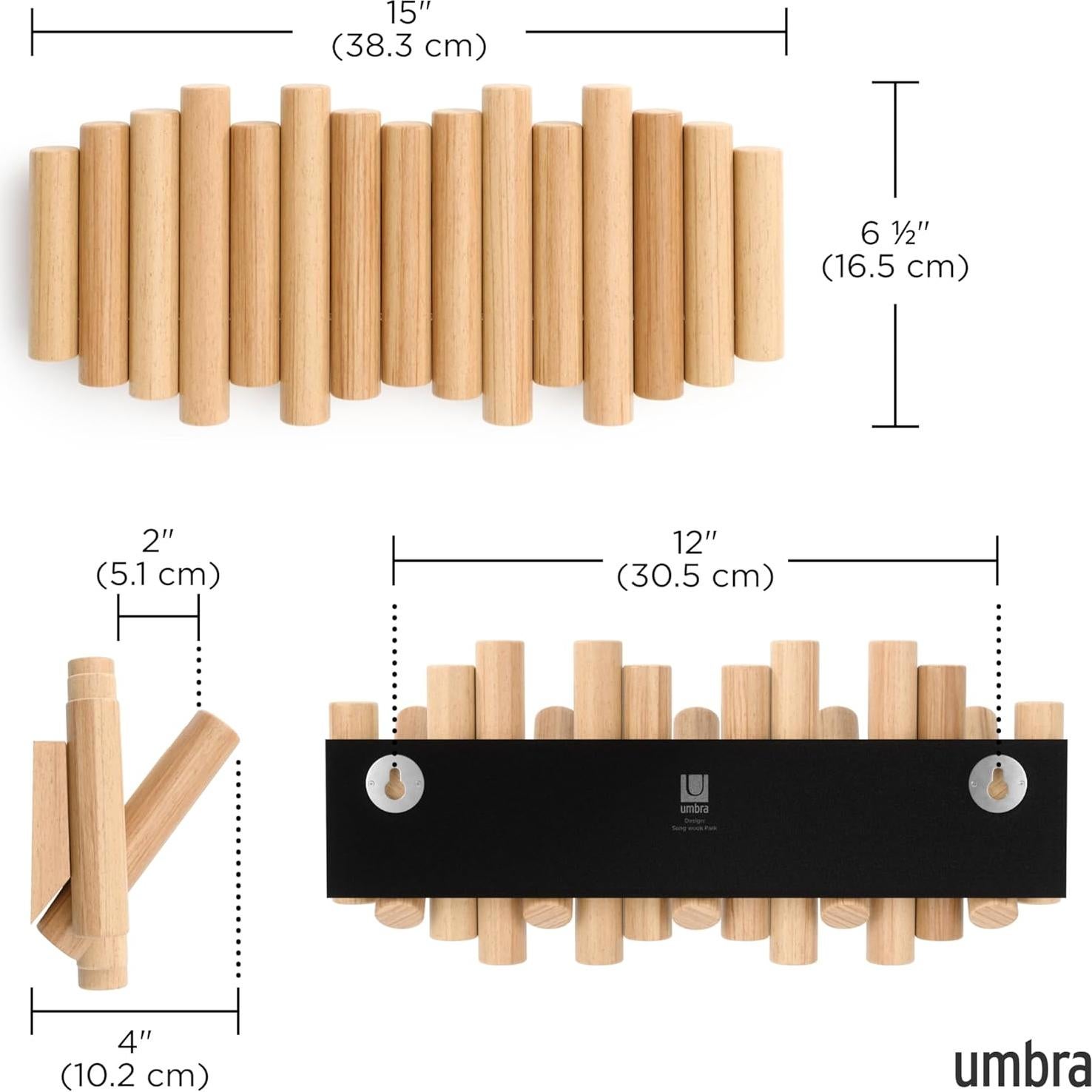 Gancho de Pared Umbra Picket 5 Ganchos Madera Natural