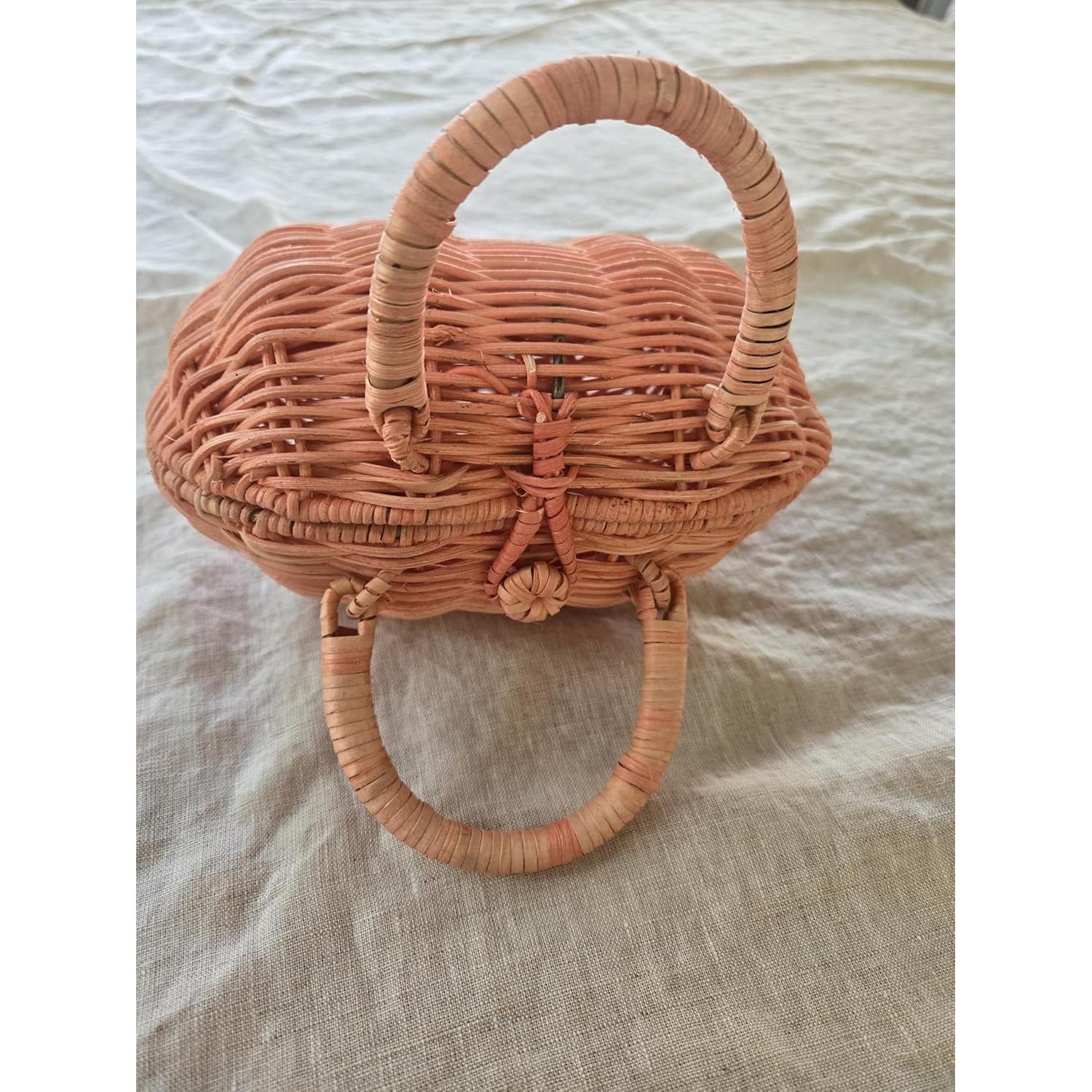 Bolsa de Mimbre Corazón Rosa Natural Ecológica 22.8x11.4cm