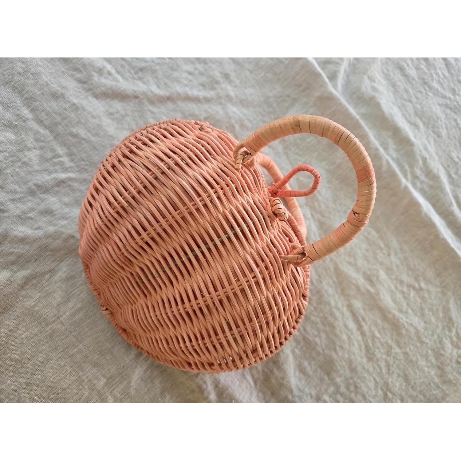 Bolsa de Mimbre Corazón Rosa Natural Ecológica 22.8x11.4cm