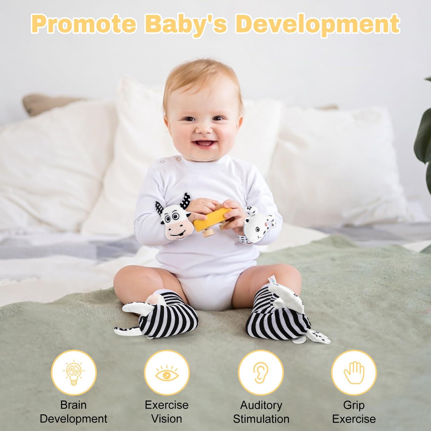 Set de Regalo para Bebé Vaca Lechera - Juguetes Montessori 0-6 Meses