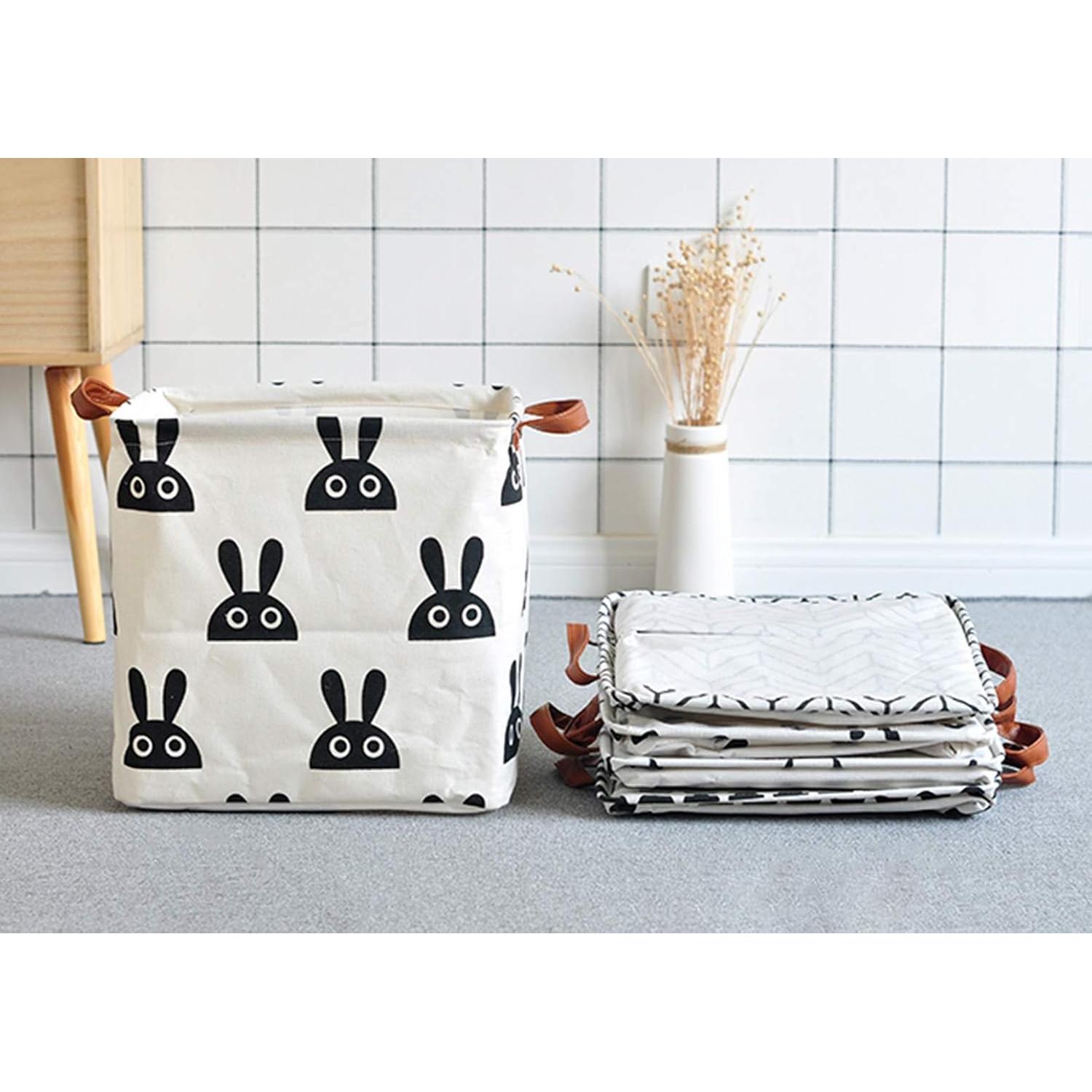 Cesta de Almacenamiento Plegable KIUATSJR 33x33 cm Lona Geométrica