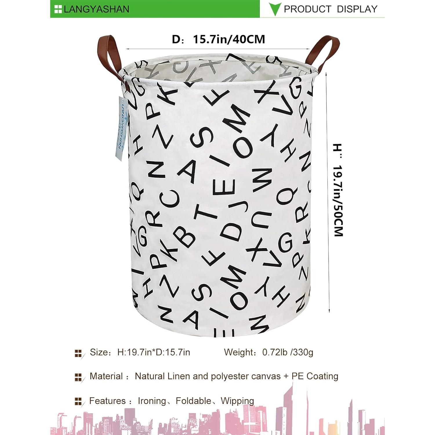Cesta de Ropa Plegable LANGYASHAN 50.1x39.9 cm Lienzo