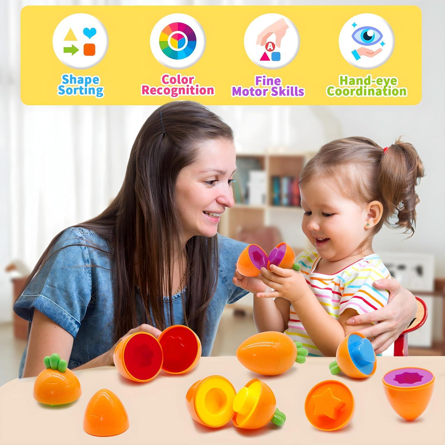 Juguetes Educativos MOONTOY 12pcs Huevos Zanahoria Montessori