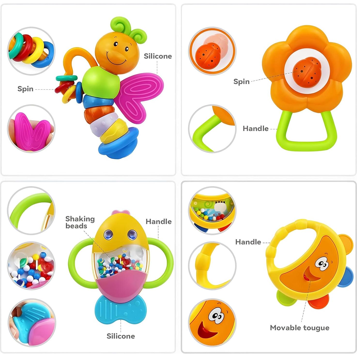 Sonajeros y Mordedores para Bebés MOONTOY - 12 Piezas Educativos