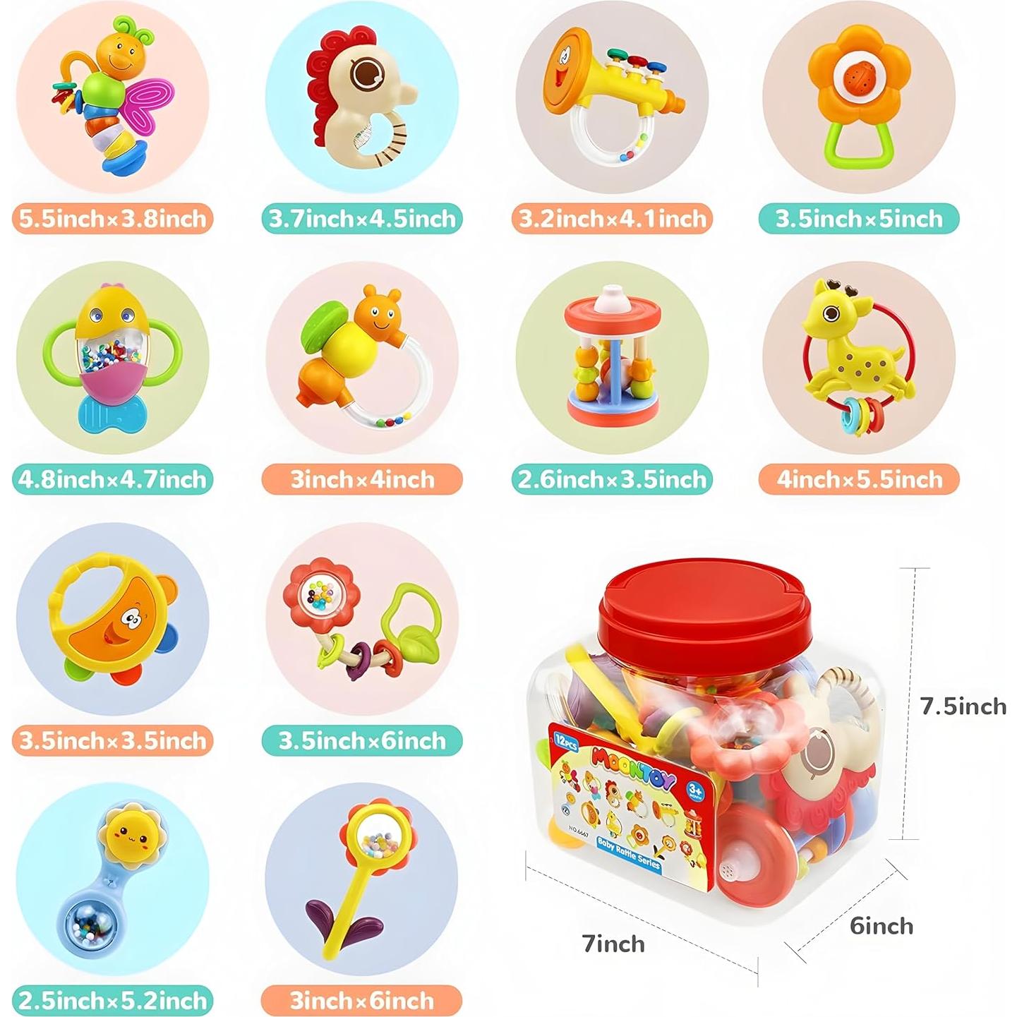 Sonajeros y Mordedores para Bebés MOONTOY - 12 Piezas Educativos