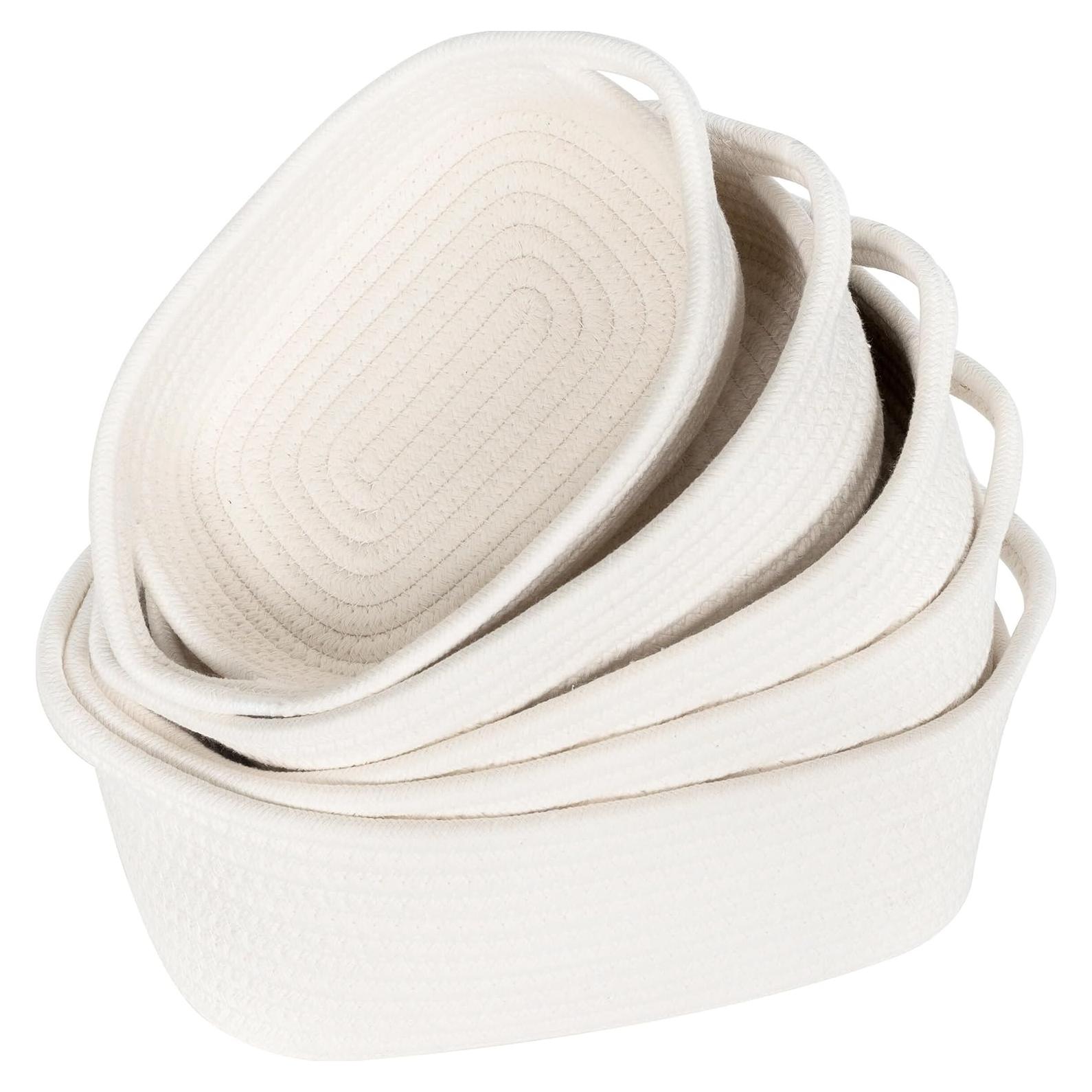 Conjunto de 5 Cestas de Almacenamiento MINTWOOD Blanco Crema