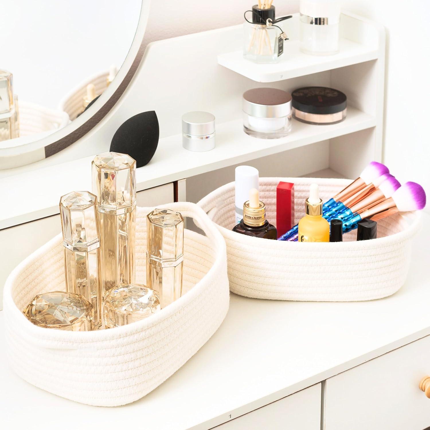 Conjunto de 5 Cestas de Almacenamiento MINTWOOD Blanco Crema