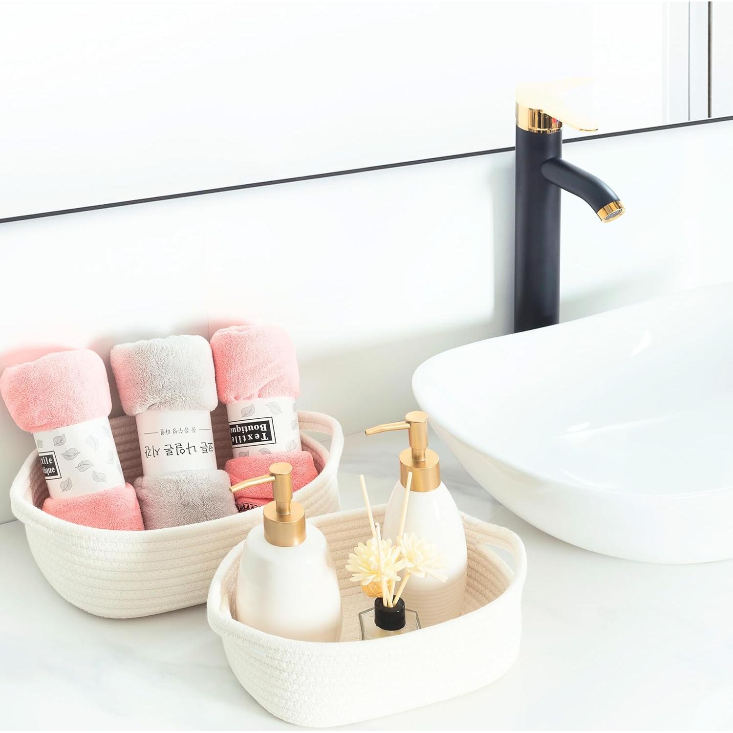 Conjunto de 5 Cestas de Almacenamiento MINTWOOD Blanco Crema