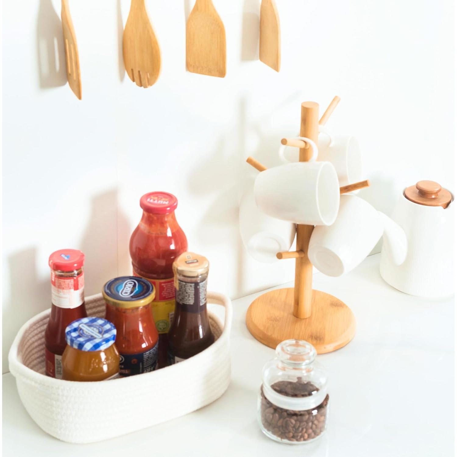 Conjunto de 5 Cestas de Almacenamiento MINTWOOD Blanco Crema