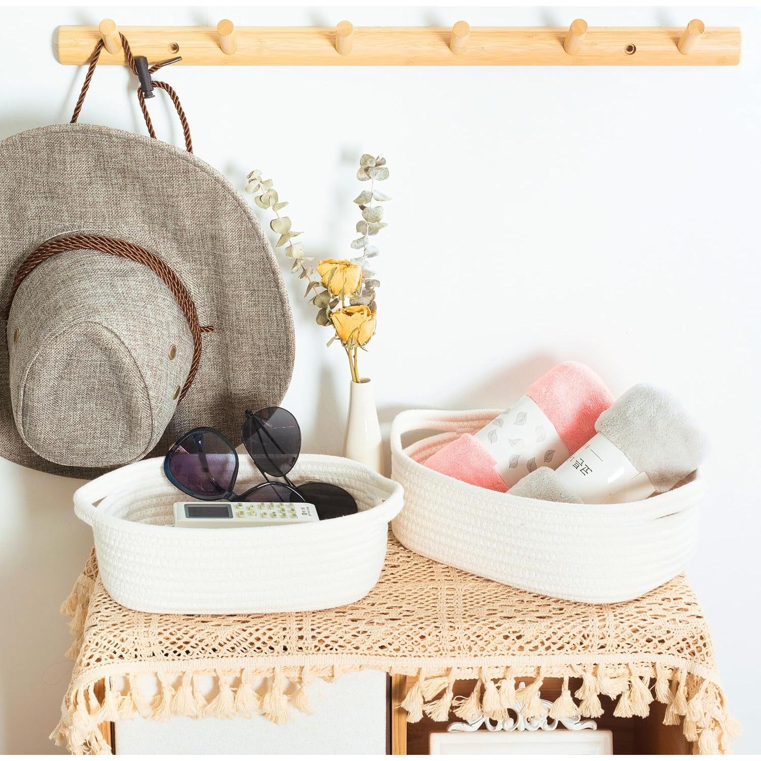 Conjunto de 5 Cestas de Almacenamiento MINTWOOD Blanco Crema