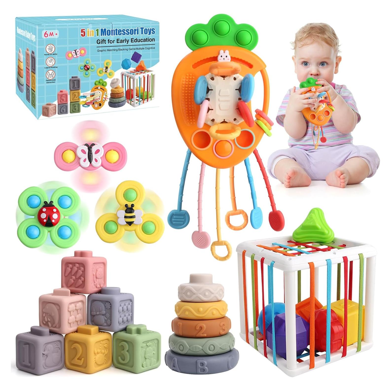Juego de Juguetes Montessori 5 en 1 Vinlon para Bebés 6+ meses