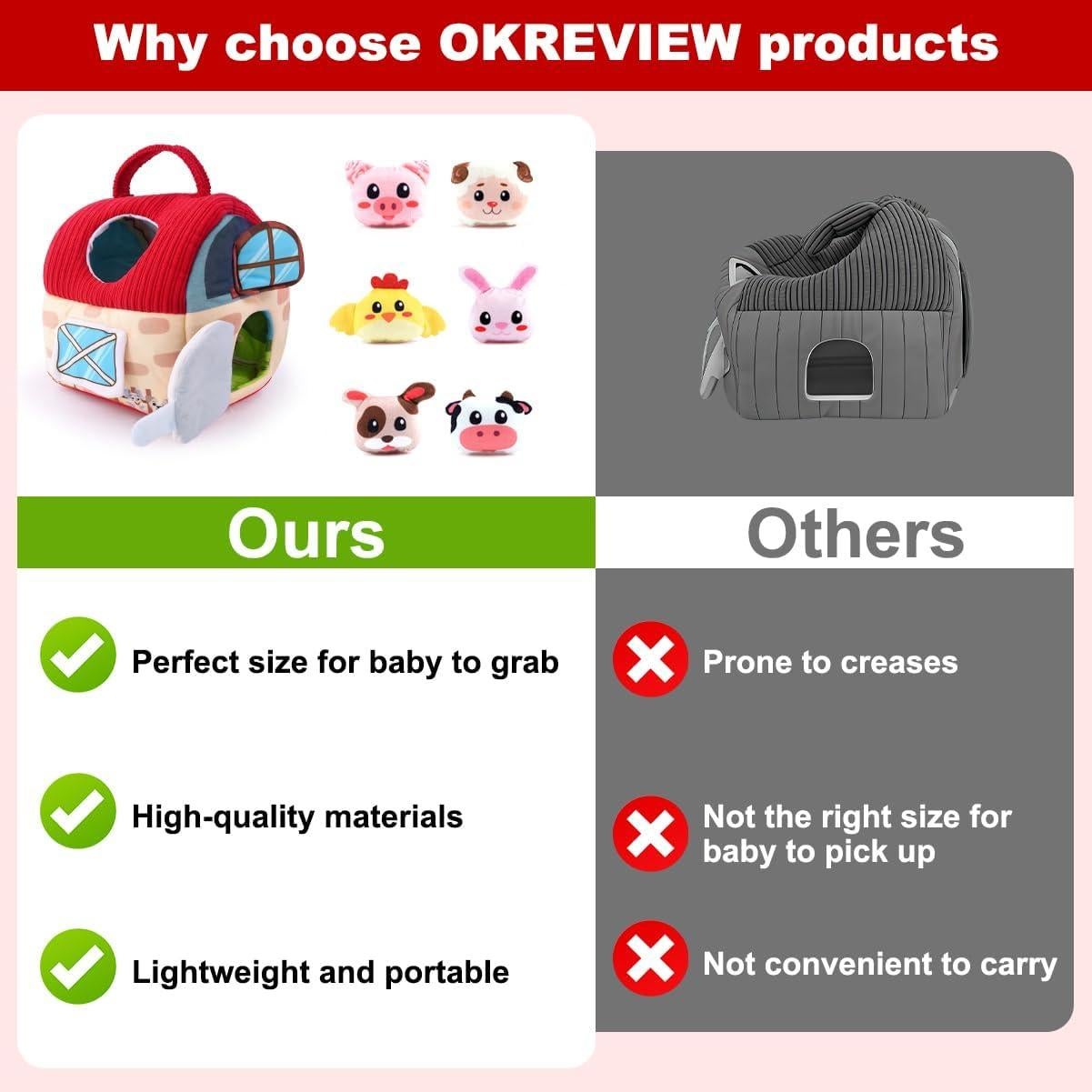 Juguete Sensorial Montessori Granja con Animales de Peluche 6-12 Meses