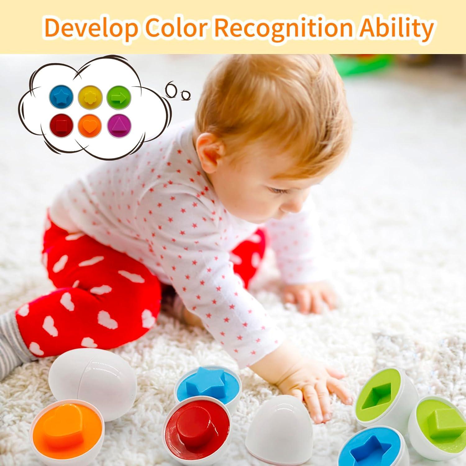 12 Huevos de Juguete Montessori Wanonoo para Niños 1-3 Años