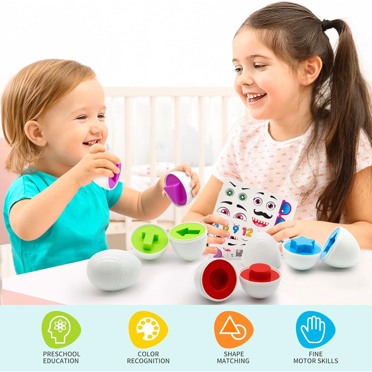 12 Huevos de Juguete Montessori Wanonoo para Niños 1-3 Años